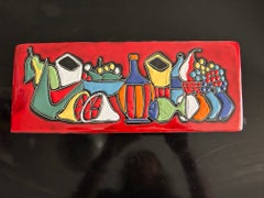 Set of 2 Italian Ceramic Decorative Plaques, 1960's