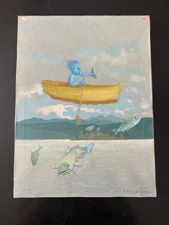 Original Dedo Domenicone Painting – The Child in the Golden Boat