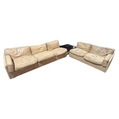 Sofá modular de esquina y mesa de esquina «Socrates» de Poltrona Frau – Cuero beige