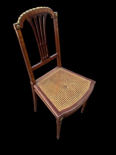Mahogany Side Chairs with Gilt Brass Mounts and Caned Seat, France, 1900's