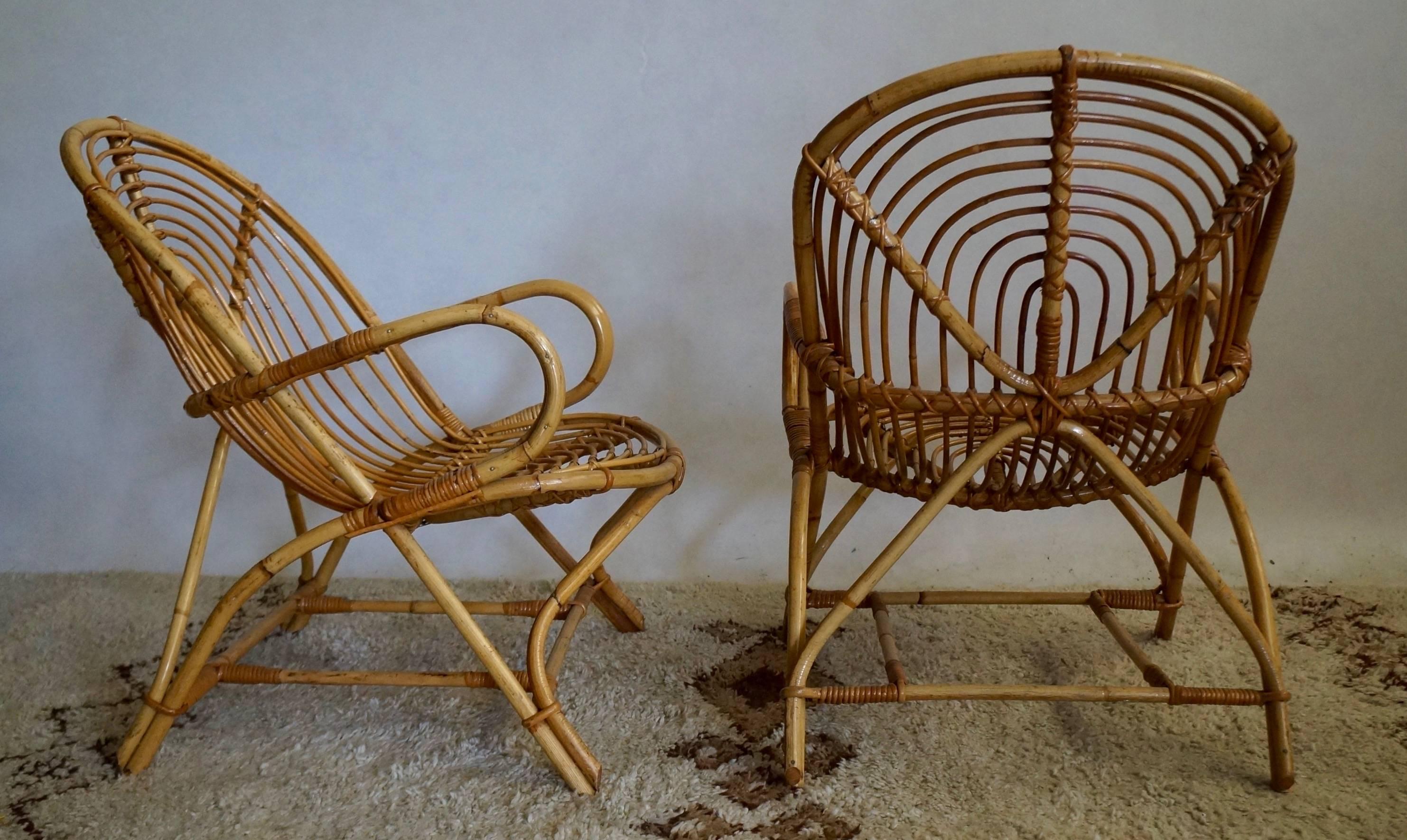 European Set of 4 Wicker/ rattan Chairs