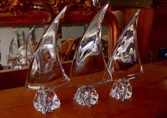 Set of Three Daum Crystal Sails