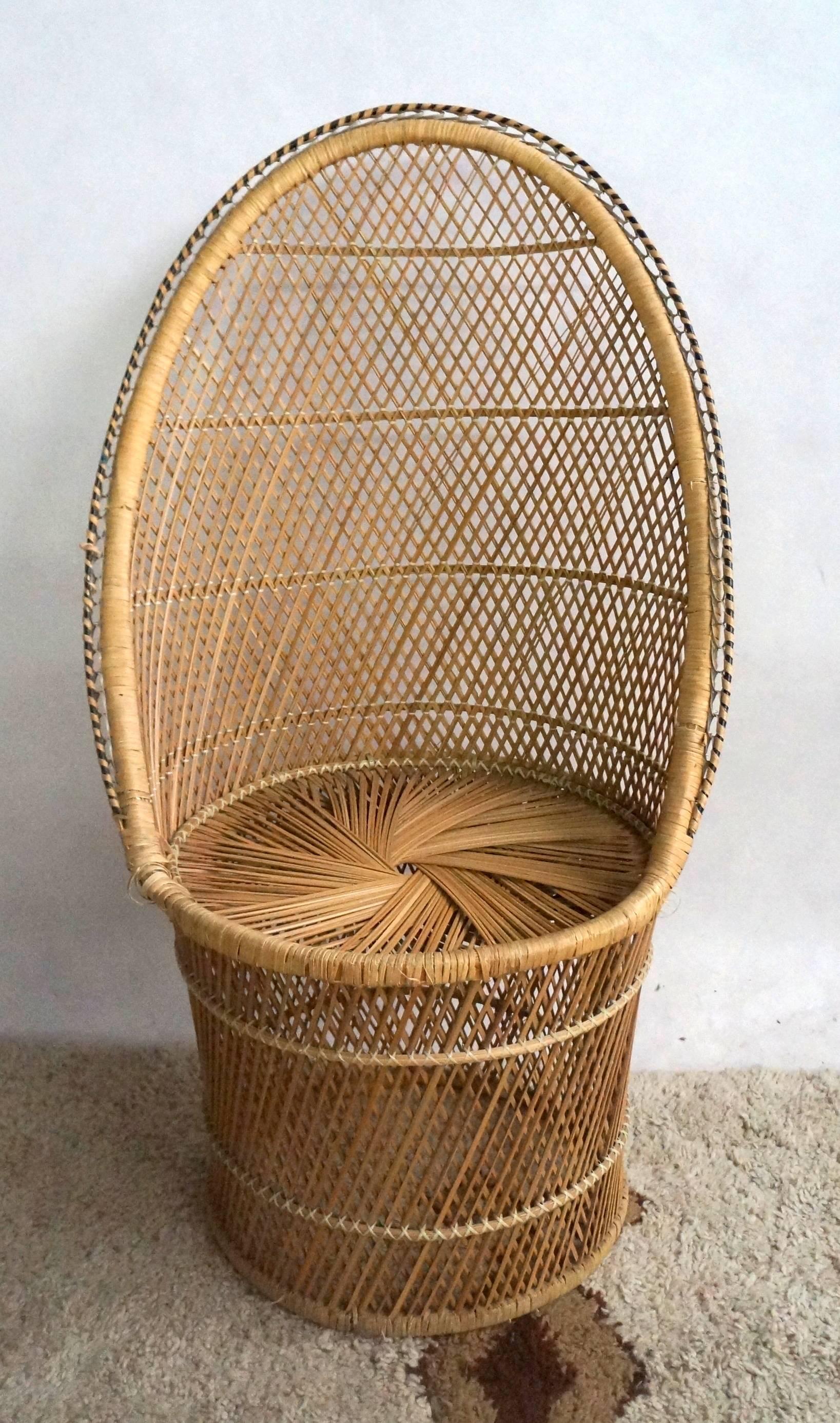 French Rattan High Back Chair