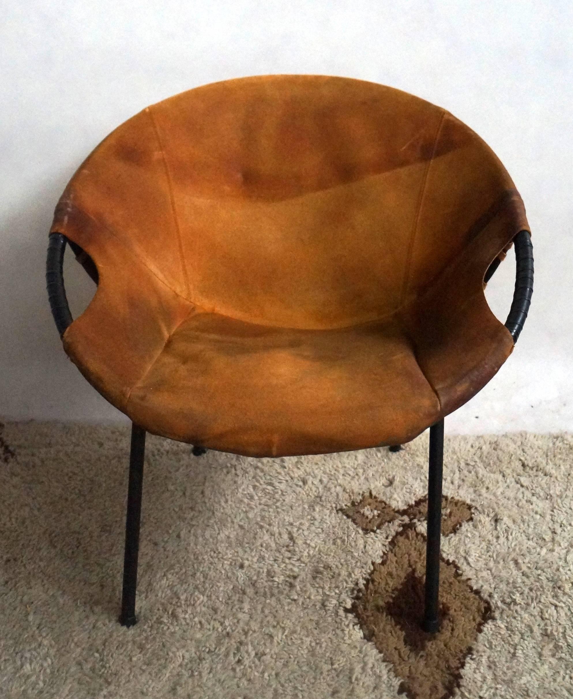 French Three Leather Chairs by Lusch Erzeugnis