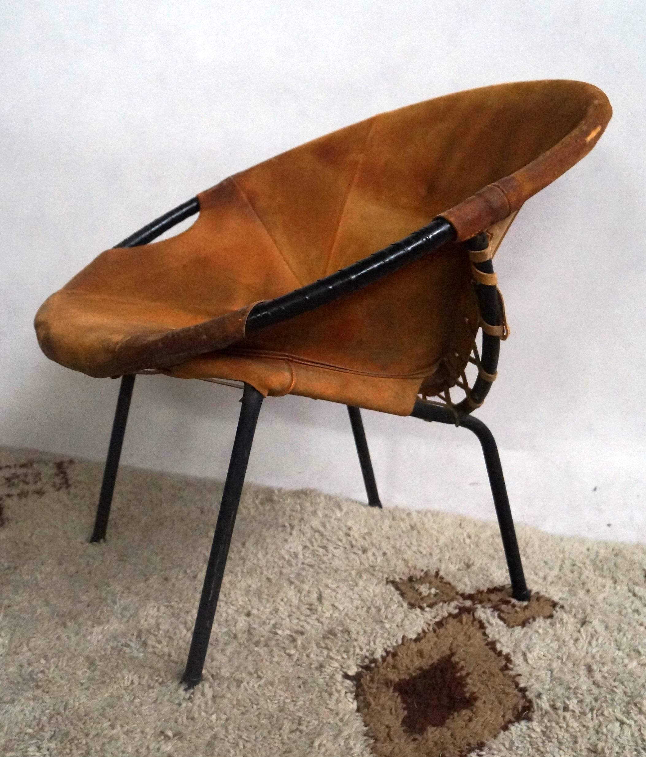 20th Century Three Leather Chairs by Lusch Erzeugnis