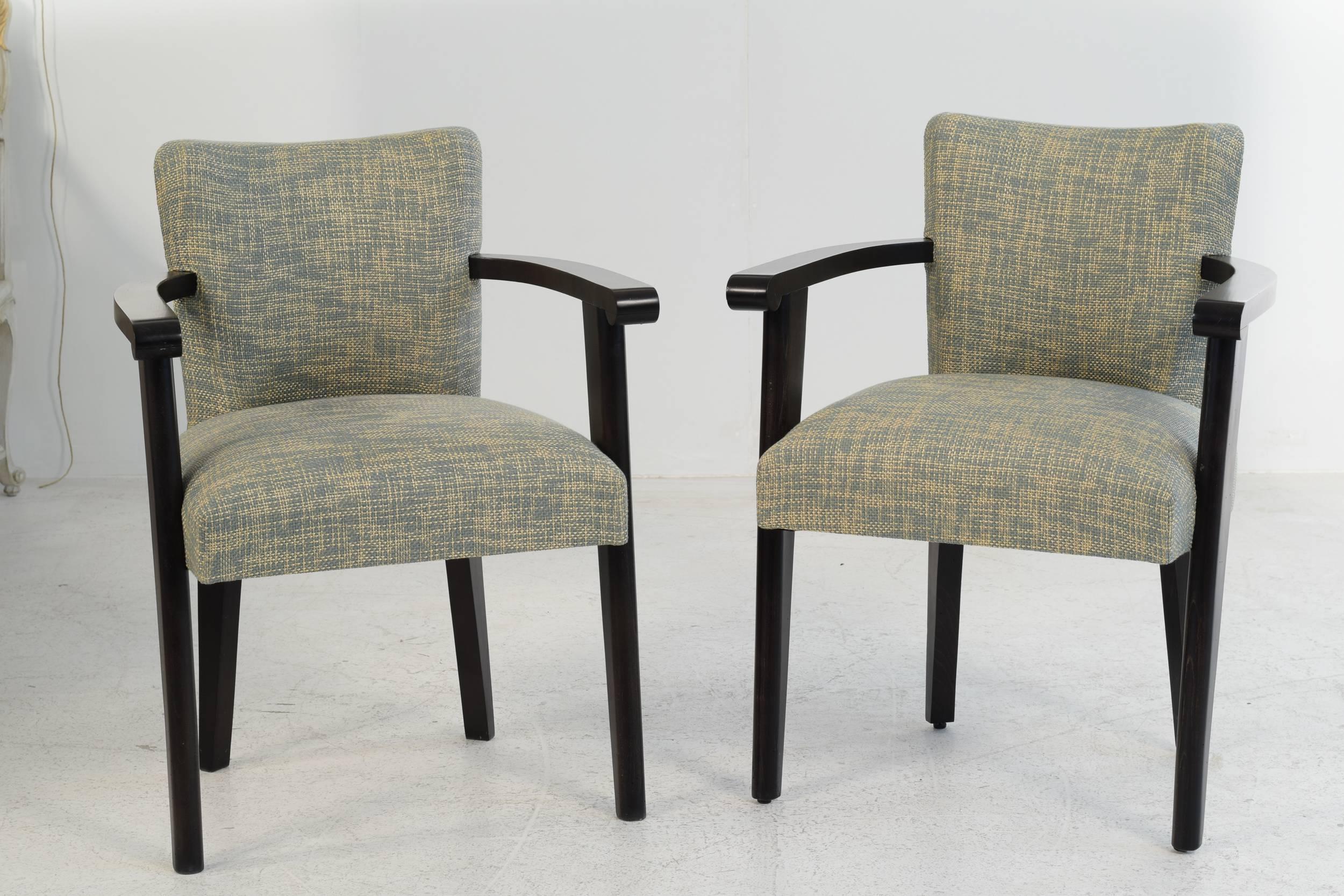 Ebonized Pair of Baptistin Spade Armchairs For Sale