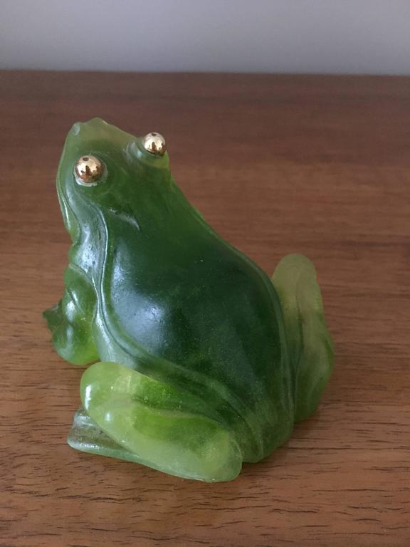 Daum Frog with Gilden Eyes at 1stDibs | jade frog statue, frog with ...
