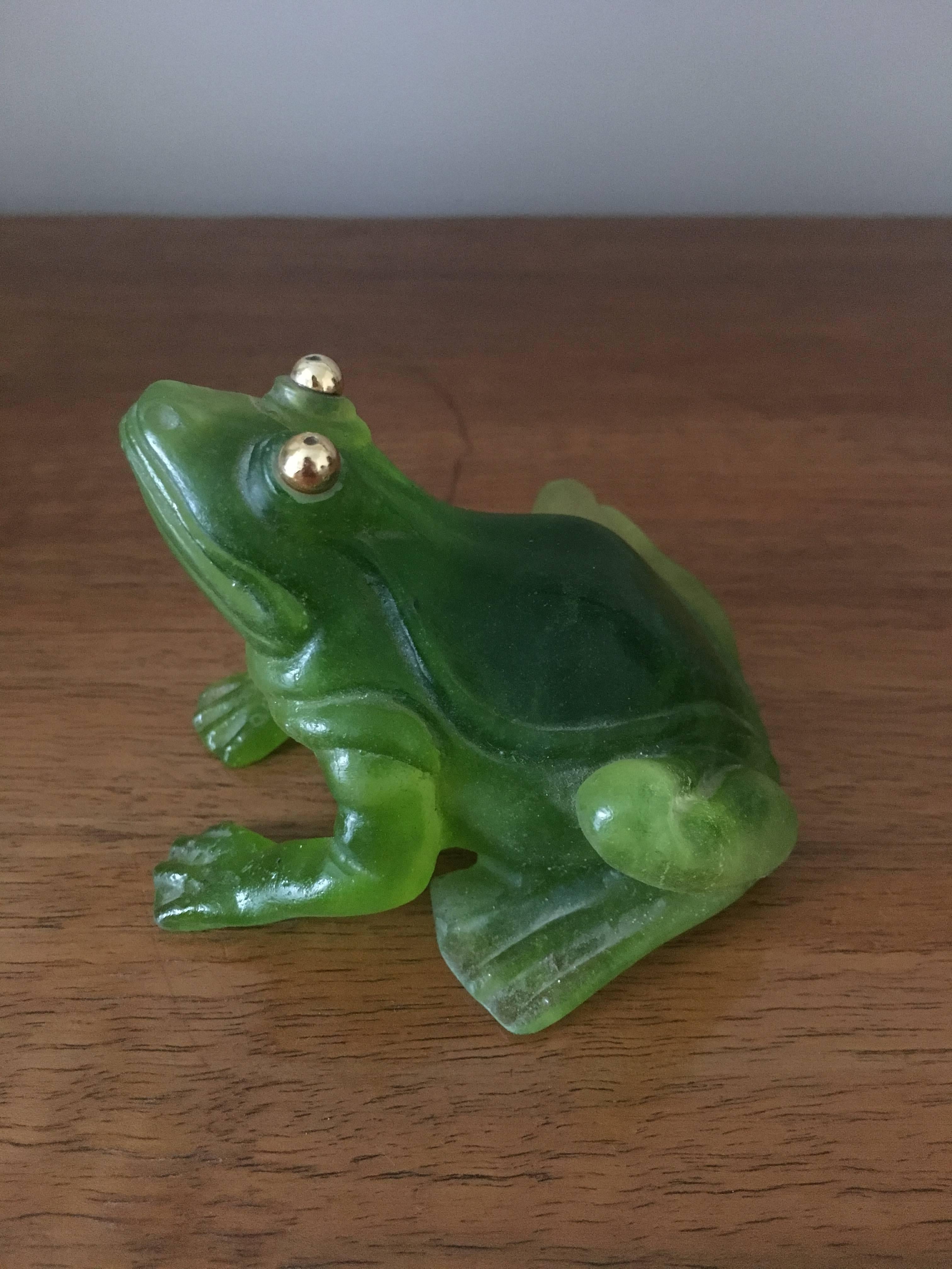 French Daum Frog with Gilden Eyes 