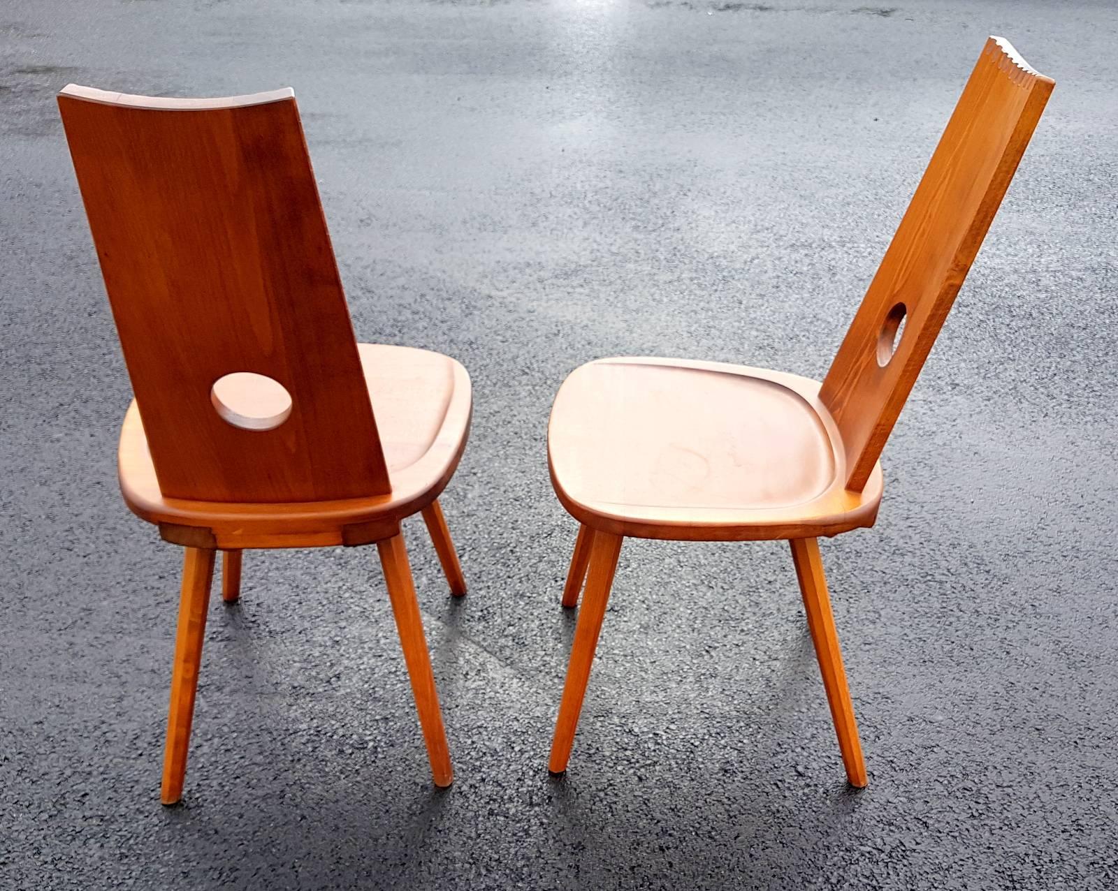 French Pair of Brutalist Chairs For Sale