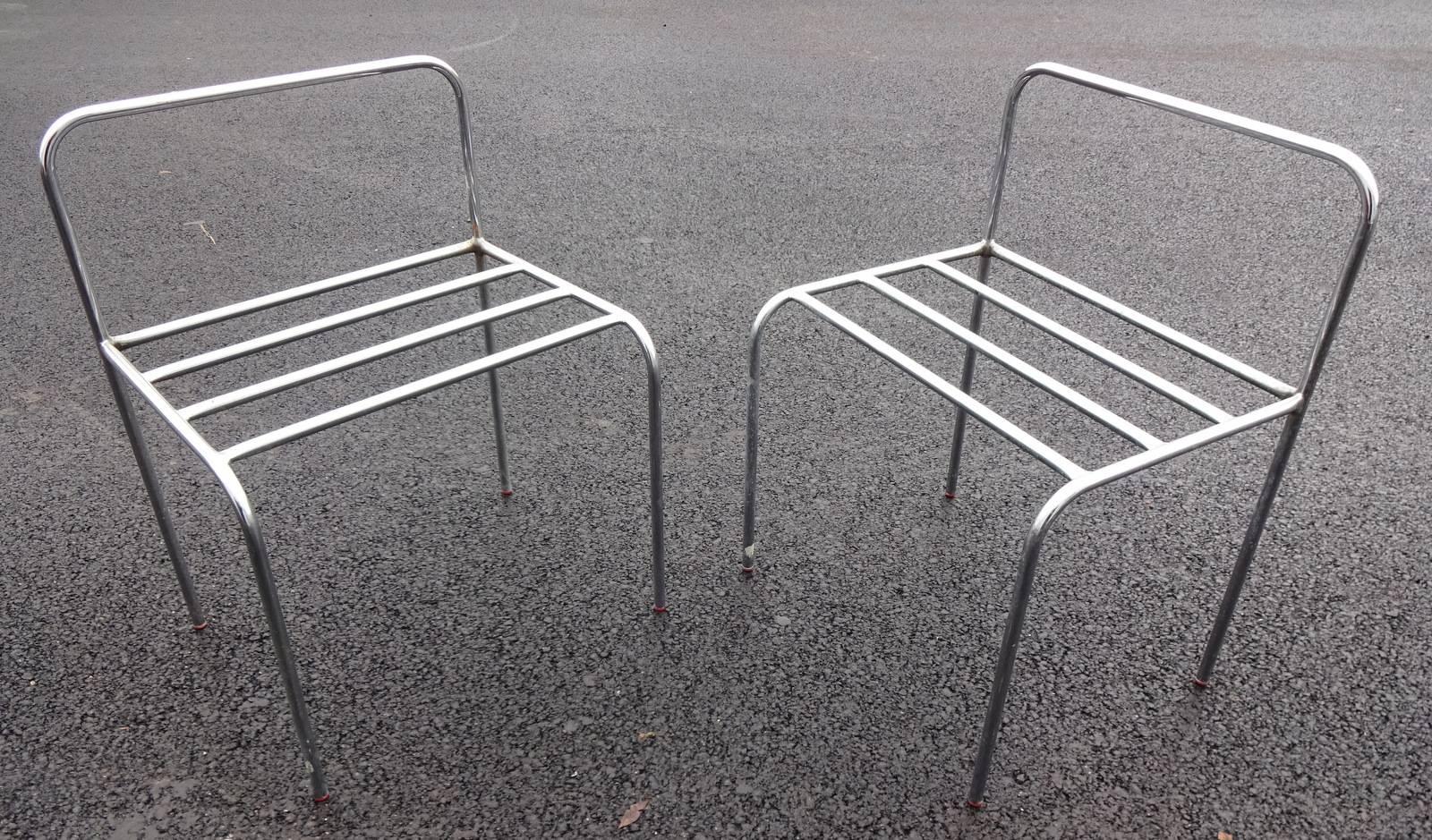 French Set of Six Stackable Metal Chairs For Sale