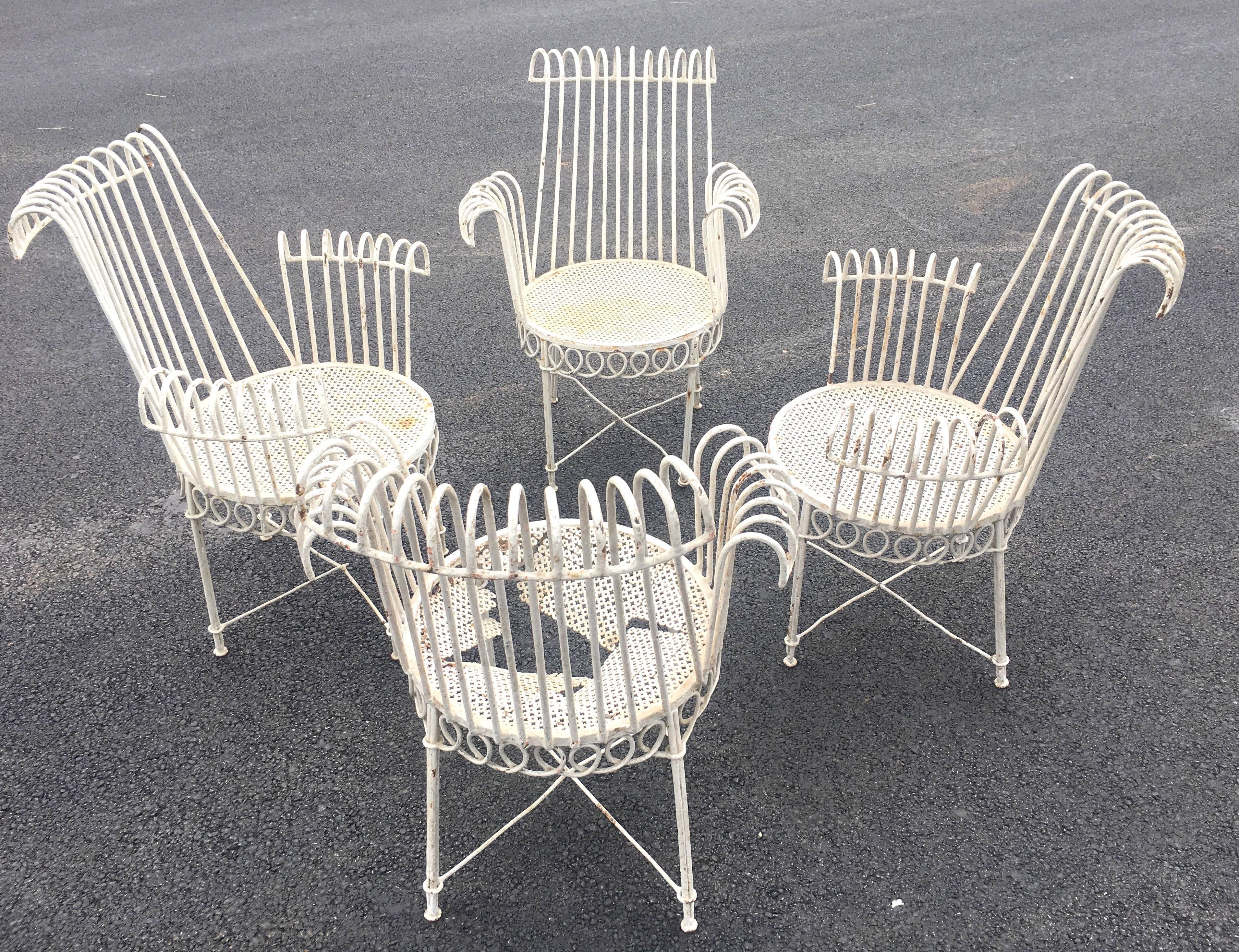 Timeless design for this pair of chairs in vintage condition.
Two other chairs available in need of restoration 
Literature: Mathieu Matégot, Jousse and Mondineu, page 149 circa 1950, France.