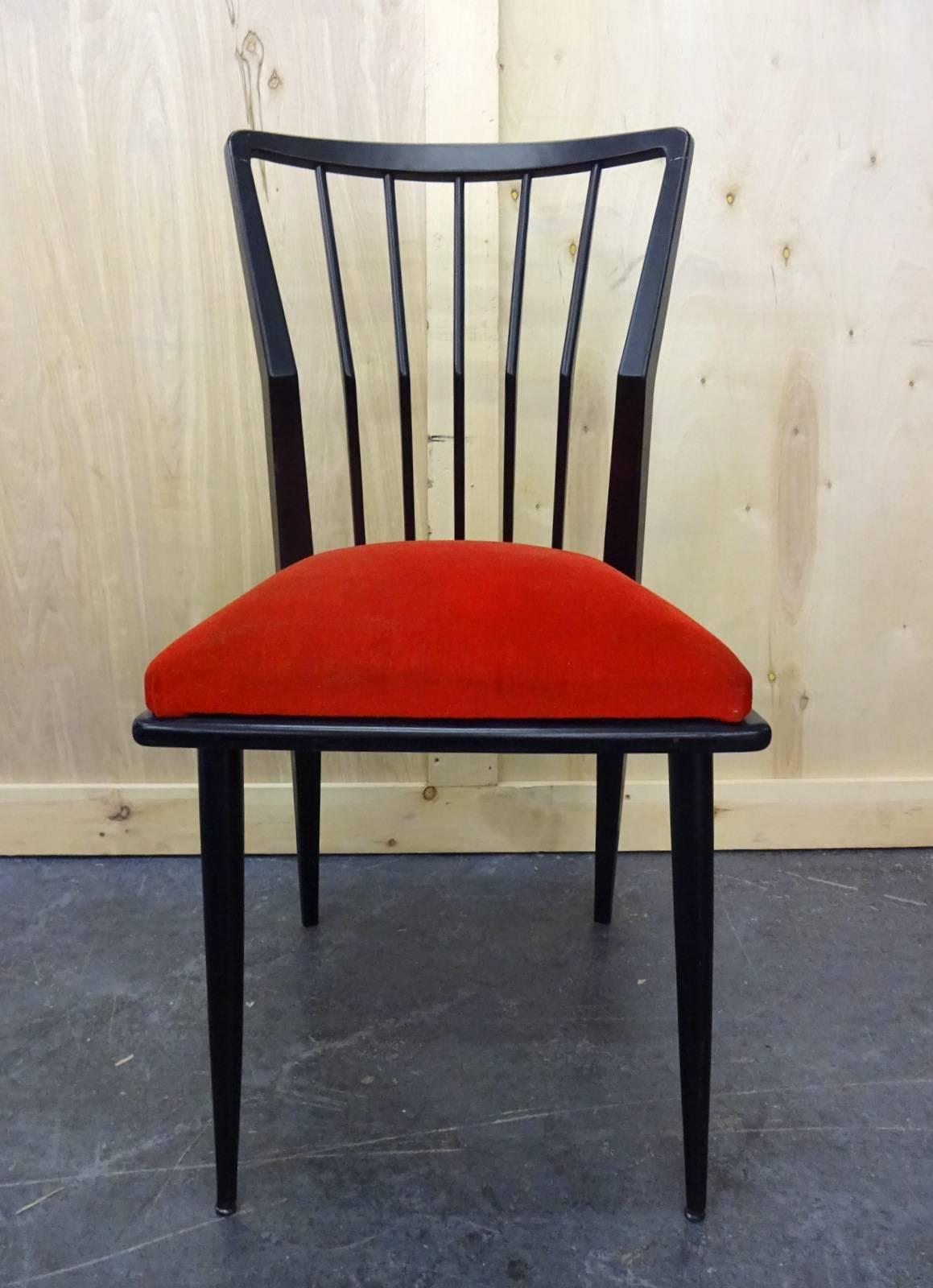 Mid-Century Modern Set of Four Italian Chairs  For Sale