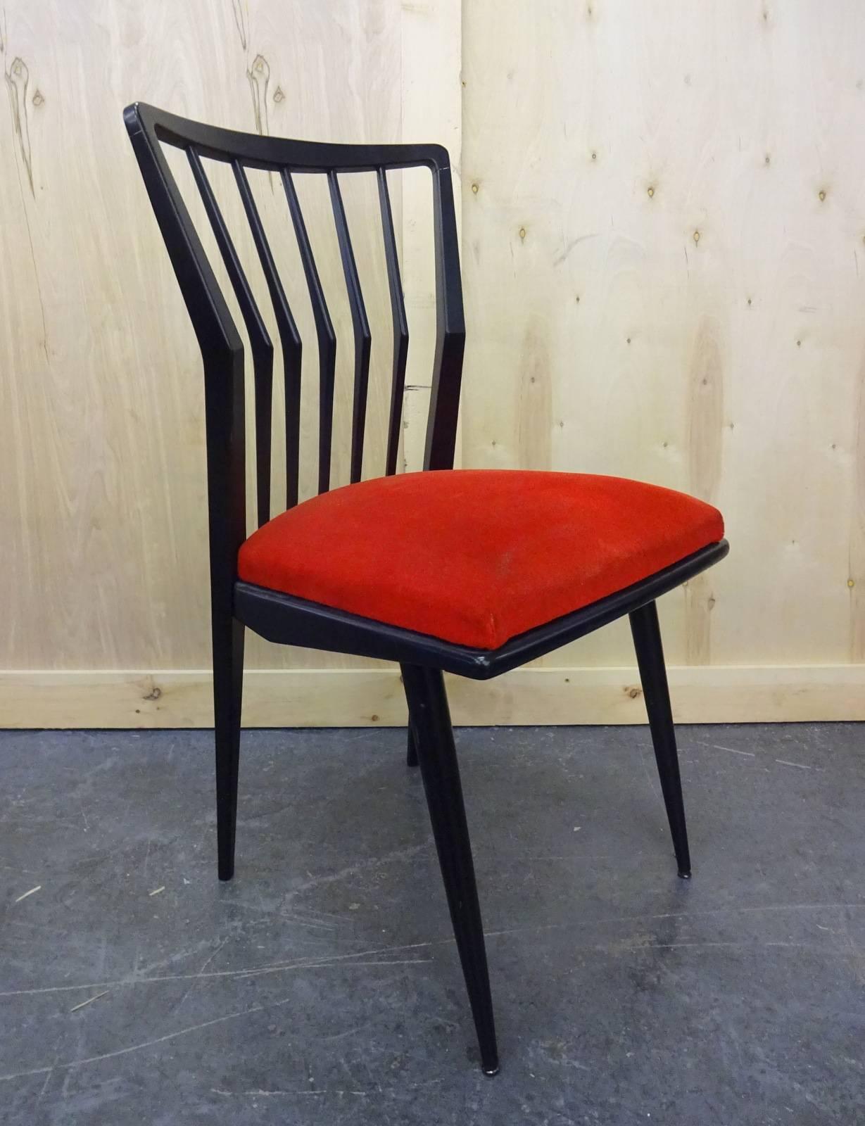 Lacquered Set of Four Italian Chairs  For Sale