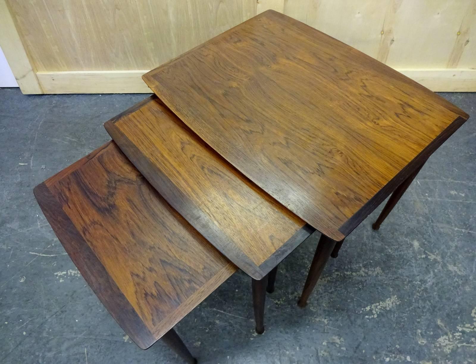 Rosewood Danish Nest of Tables  For Sale