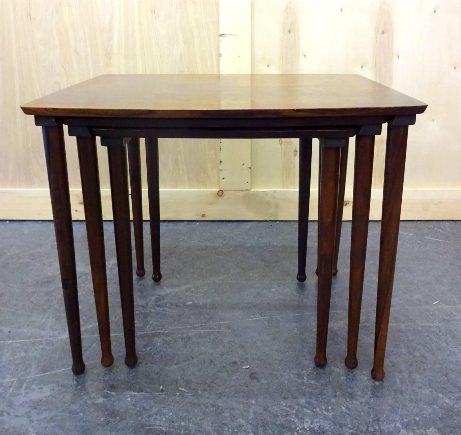 Danish Nest of Tables  In Good Condition For Sale In Brooklyn, NY