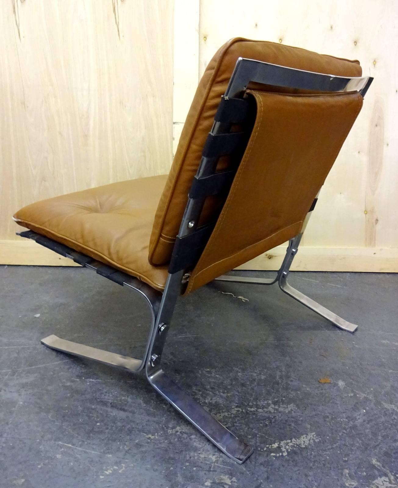Olivier Mourgue Sillón de cuero Joker Francés en venta