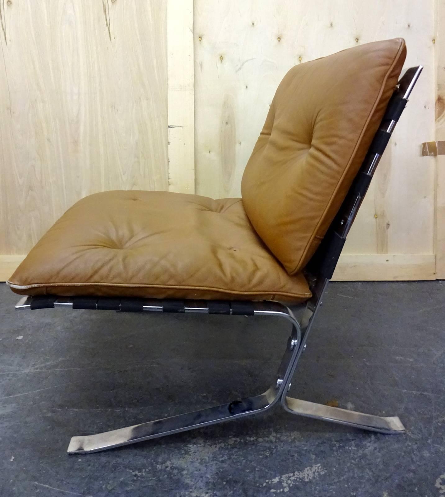 Mid-Century Modern Olivier Mourgue Joker Leather Armchair For Sale
