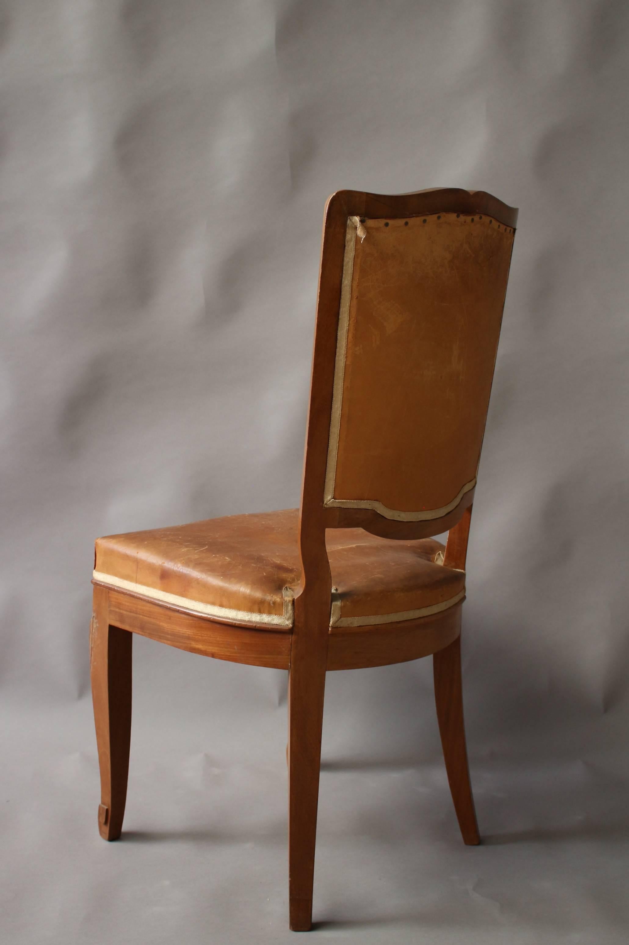 A Set of 12 Fine French Art Deco Mahogany Dining Chairs in the Manner of Arbus 4