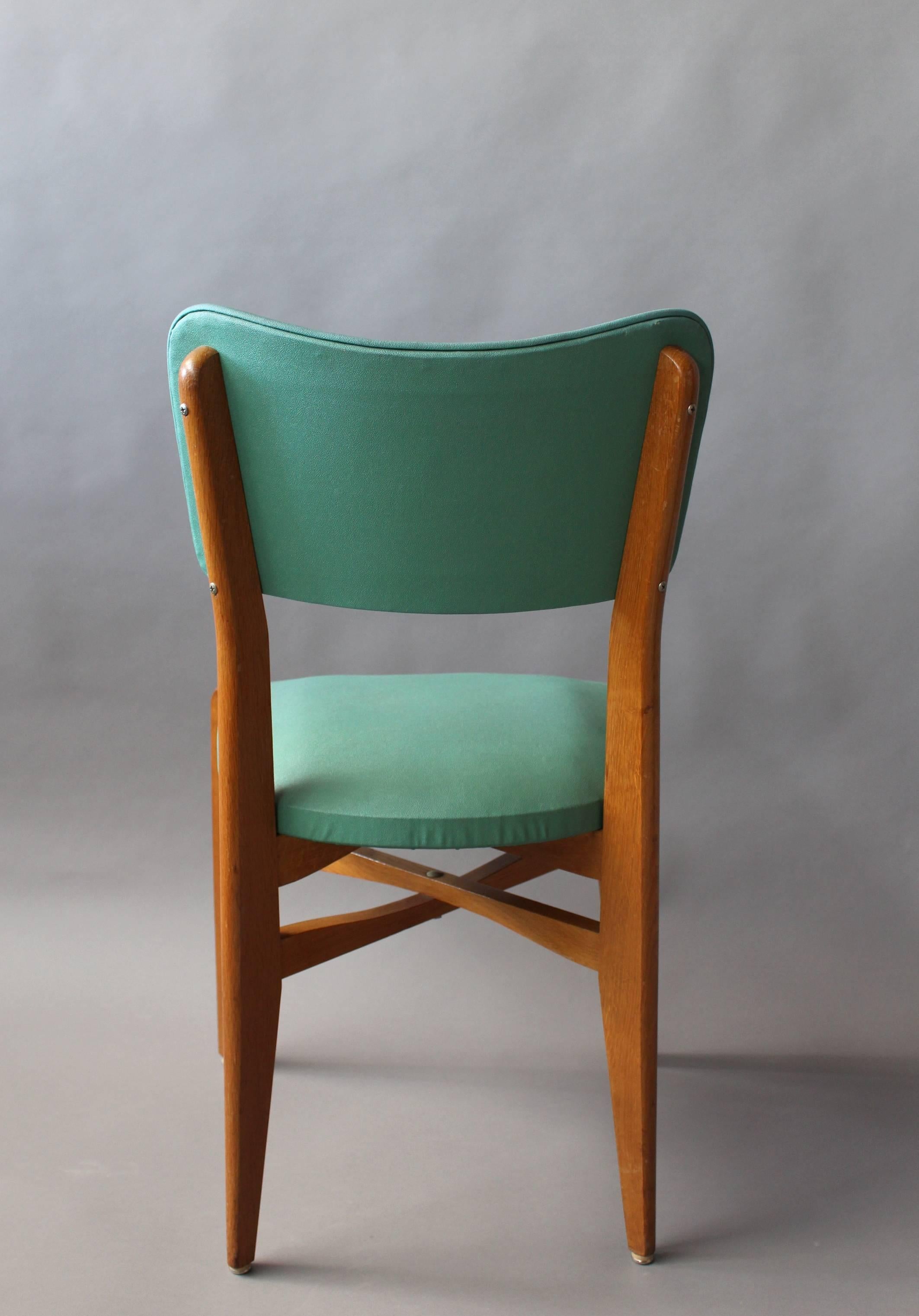 A set of 6 French 1950's Oak Chairs 1