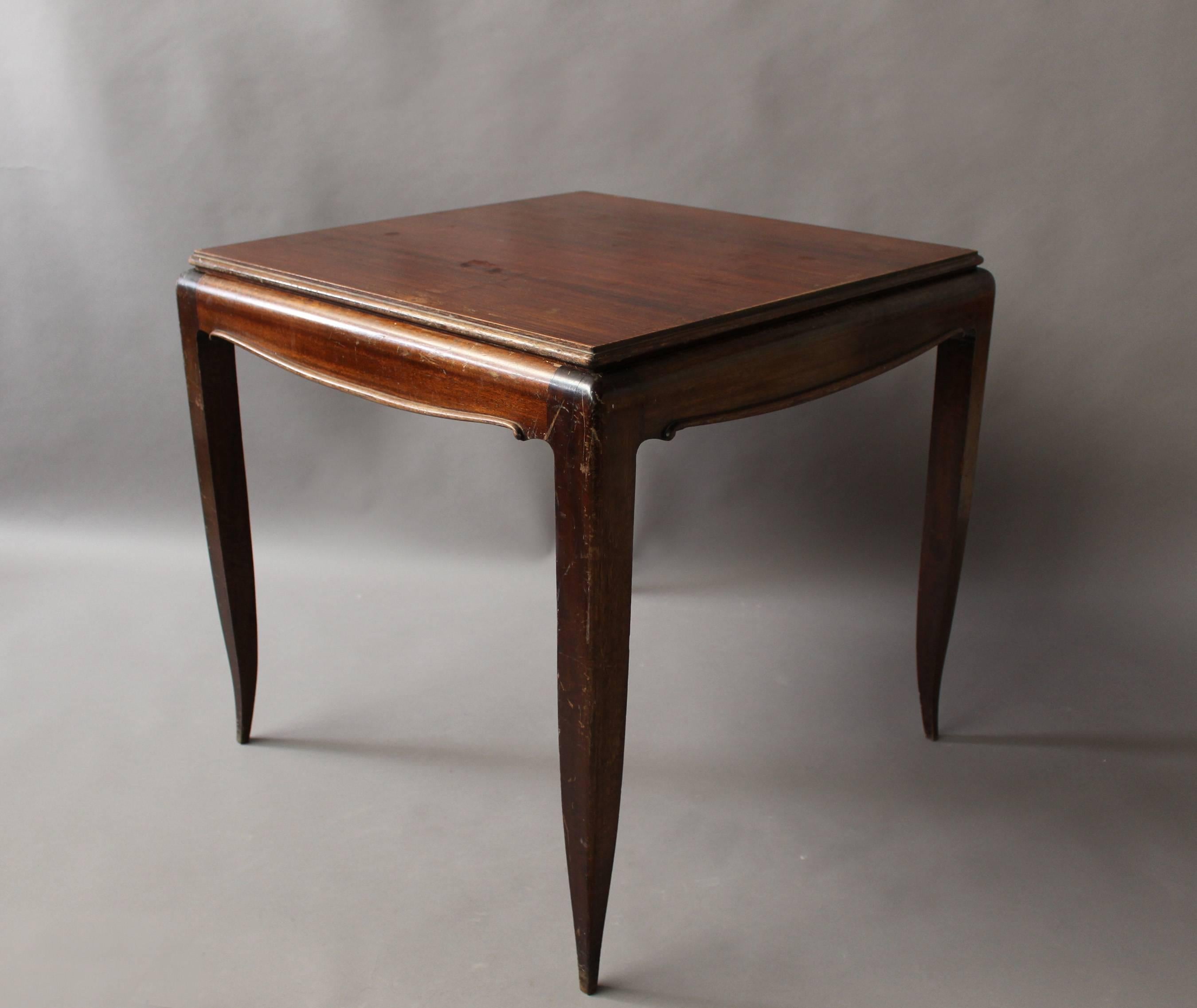 A Fine French Art Deco Rosewood and Mahogany Game Table 3