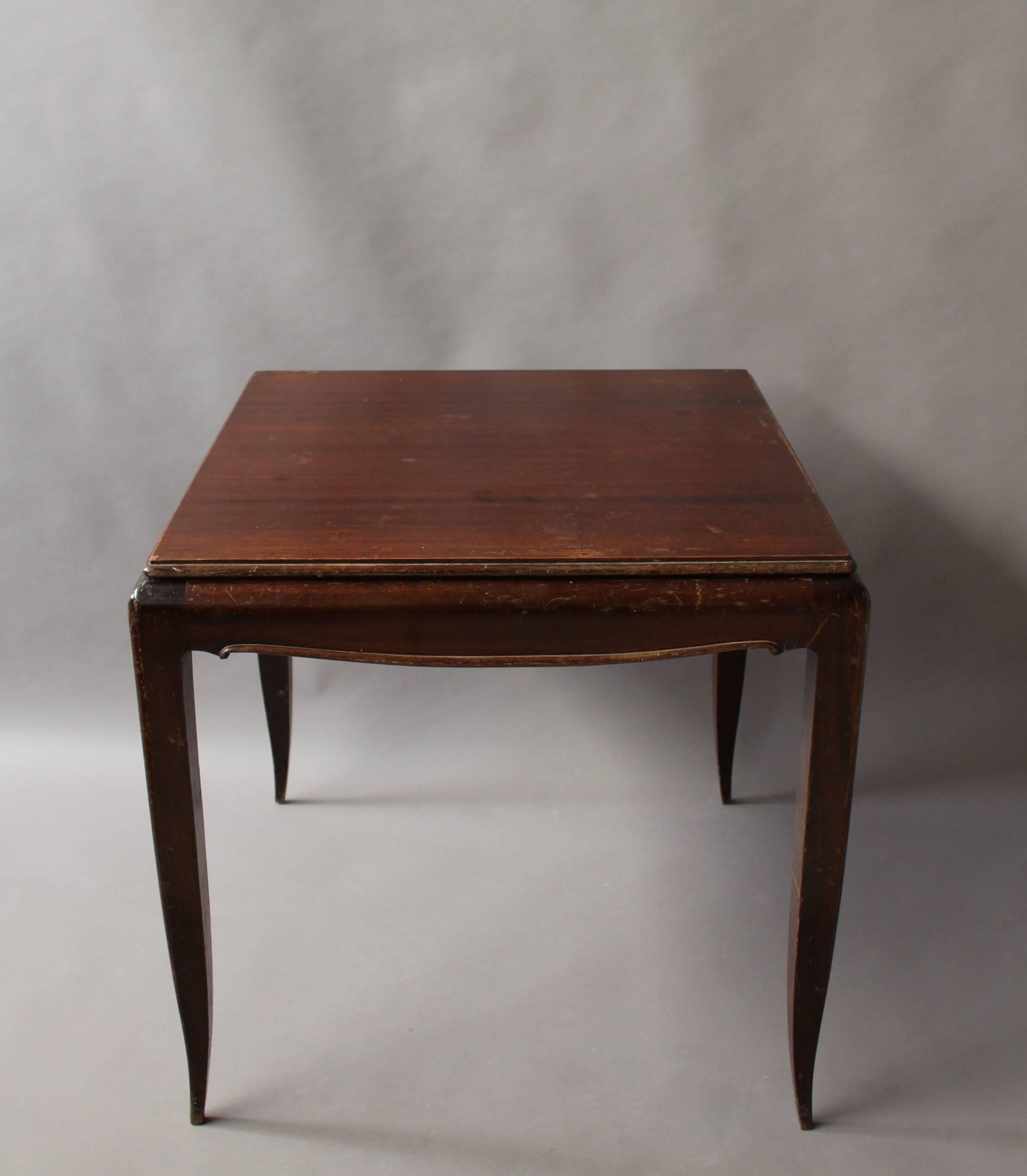 A Fine French Art Deco Rosewood and Mahogany Game Table 1