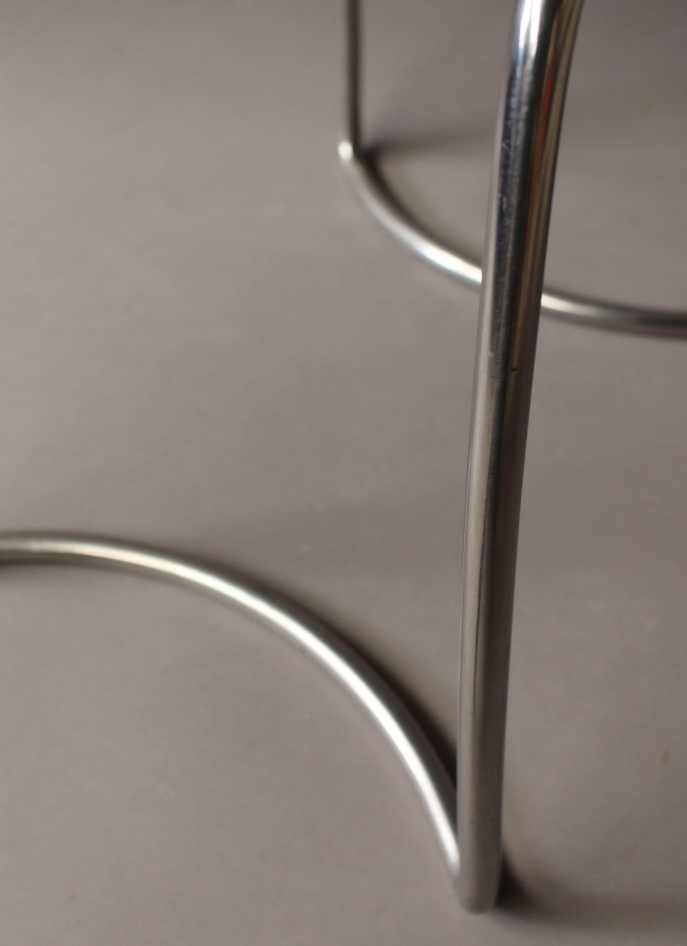 Six French 1940s Tubular Chromed Base Stools 5