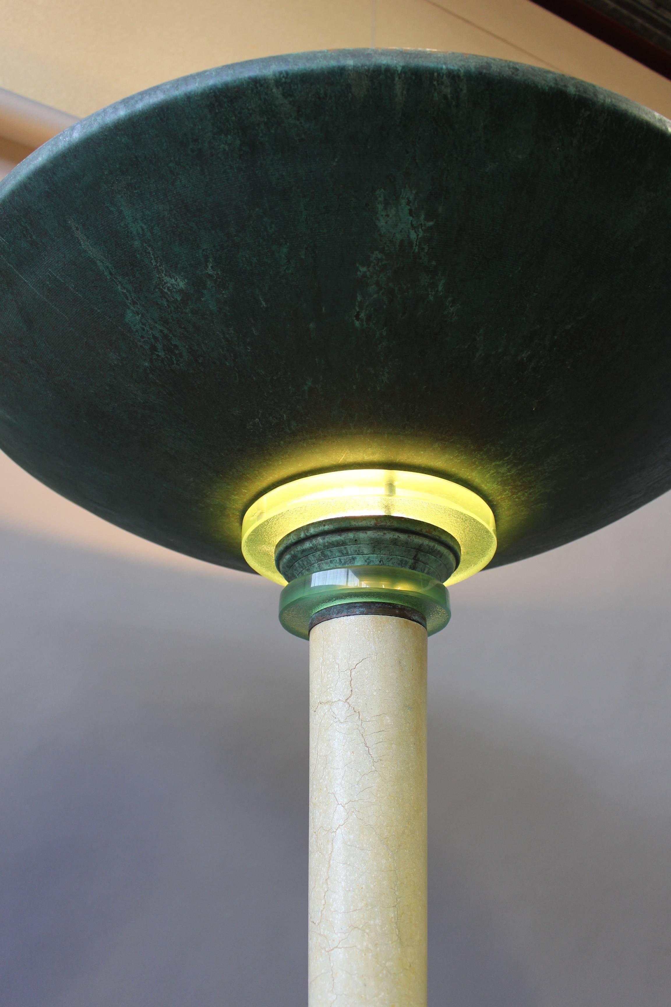 A Large Fine French Art Deco Patina-ed Wood and Metal Floor Lamp For Sale 1