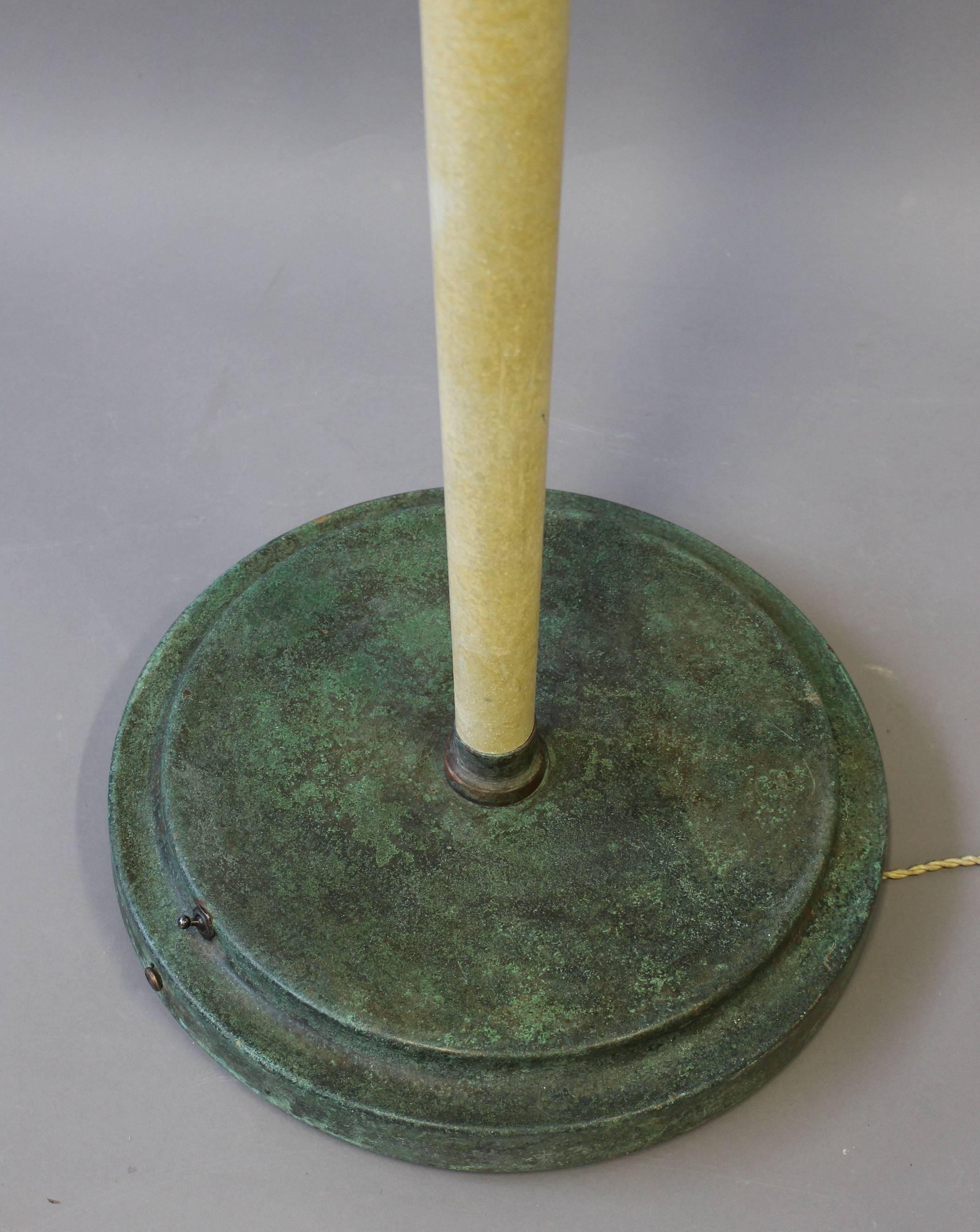 A Large Fine French Art Deco Patina-ed Wood and Metal Floor Lamp For Sale 5