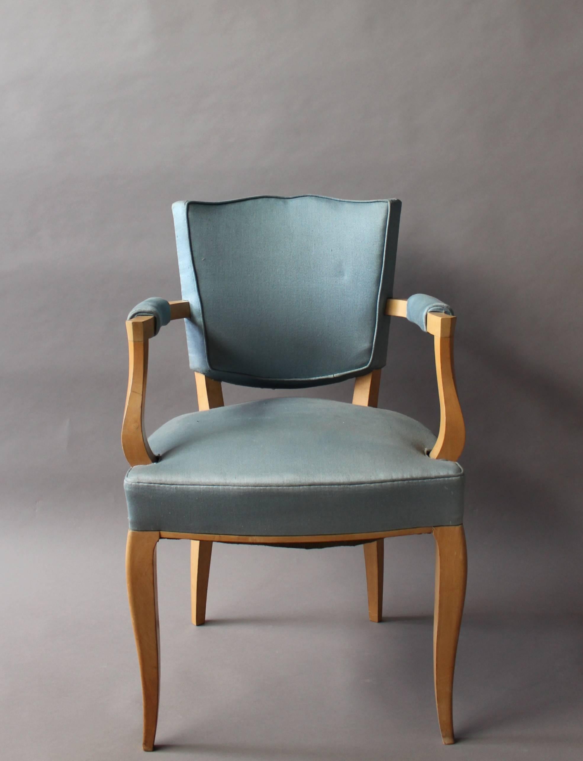 Set aus 4 feinen französischen Art-Déco-Sesseln aus Bergahornholz (Französisch) im Angebot