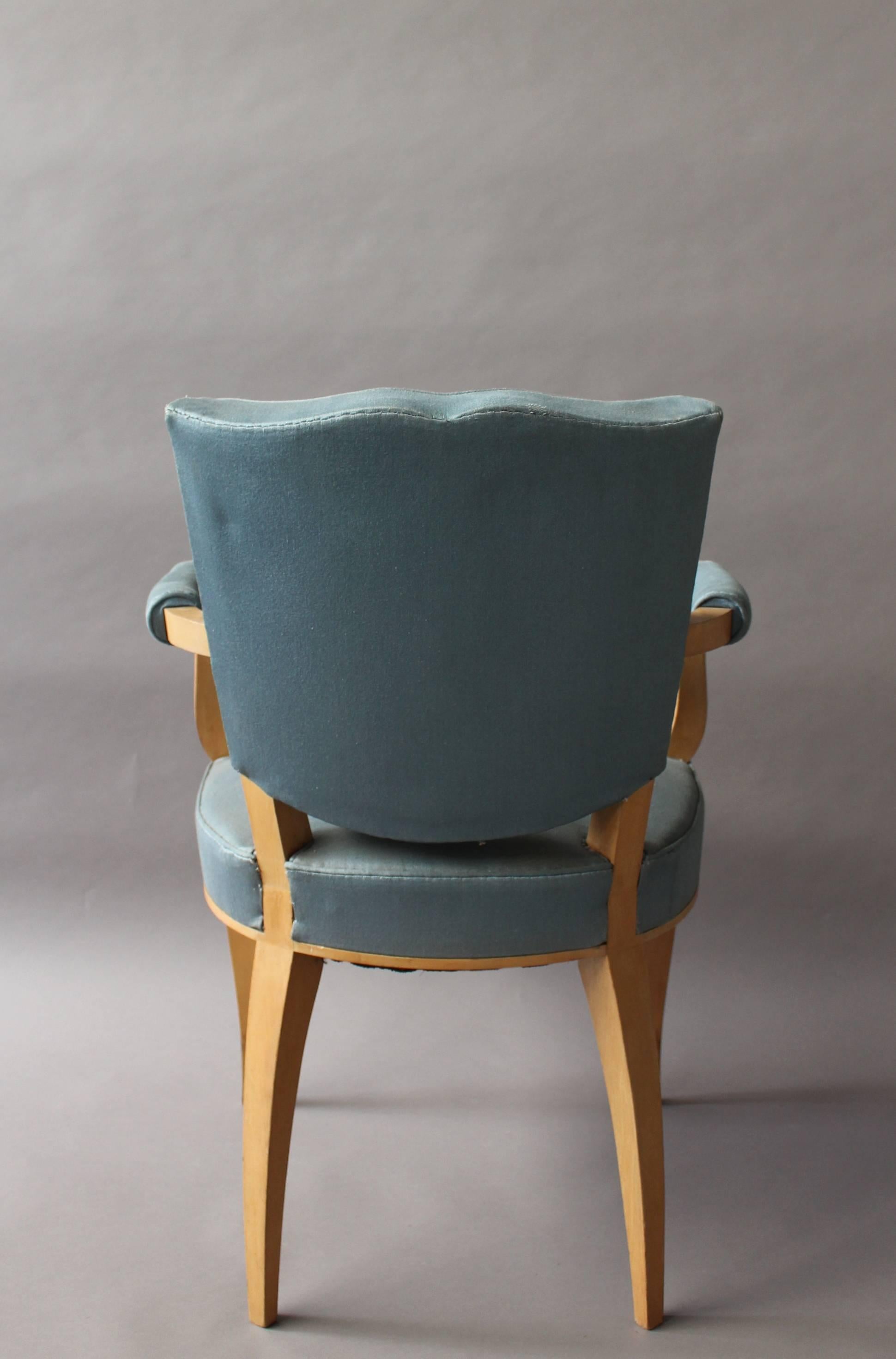 Set aus 4 feinen französischen Art-Déco-Sesseln aus Bergahornholz im Angebot 2