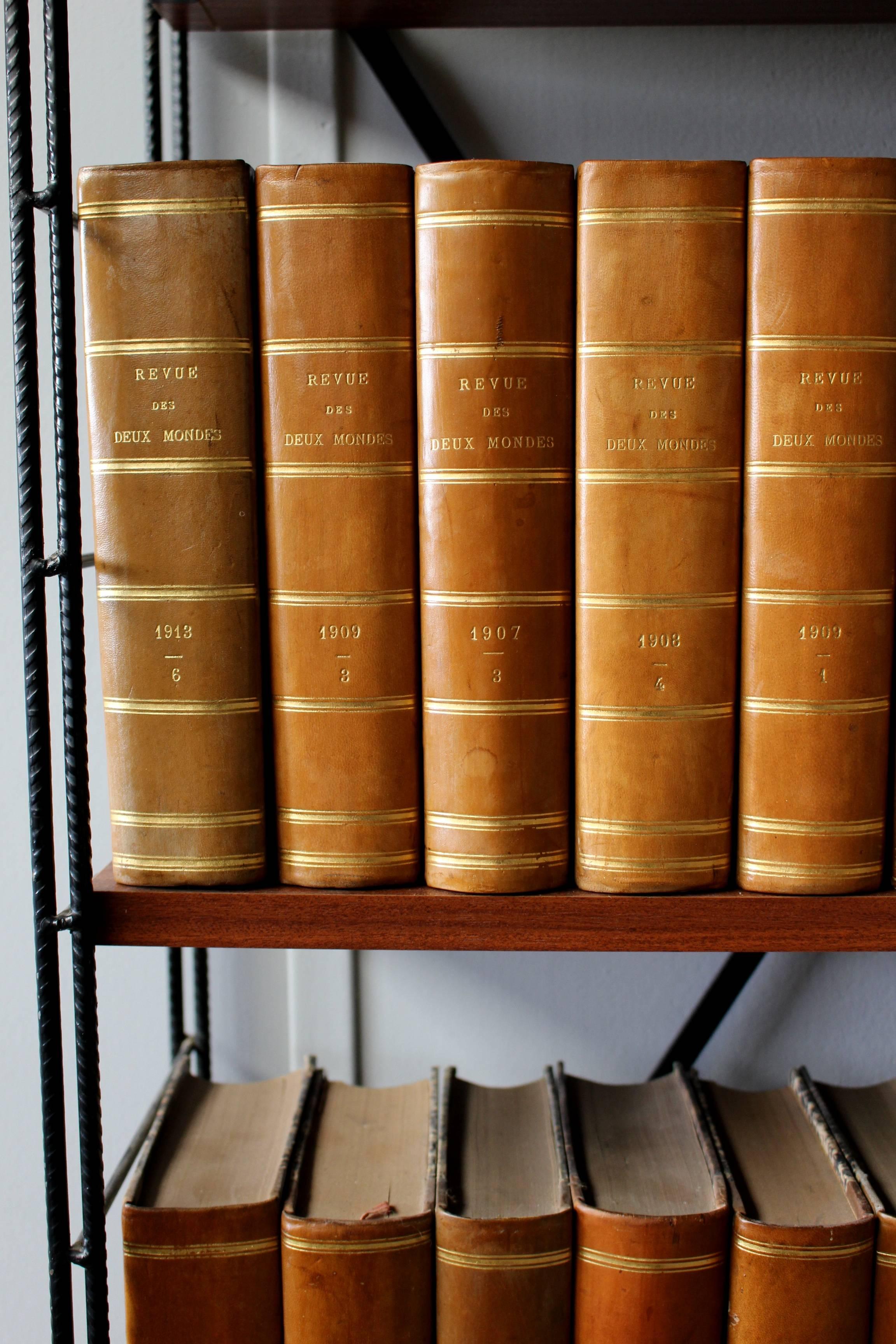 19th Century  Collections of French Antiques Leather Bound Books - Price is per yard -