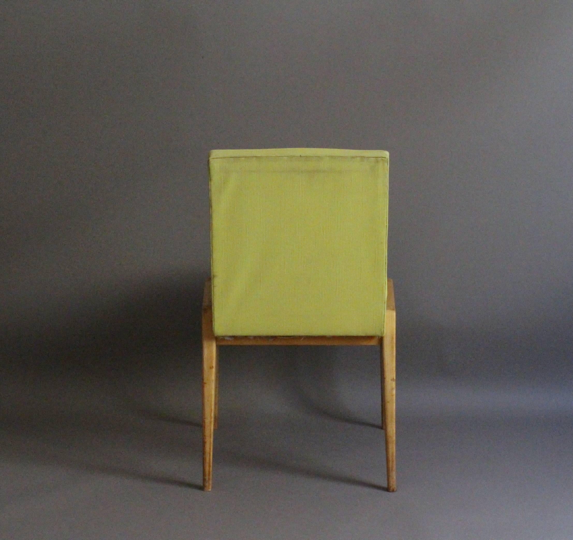 Set of 4 French 1950's Sycamore Chairs by Verot et Clement 1