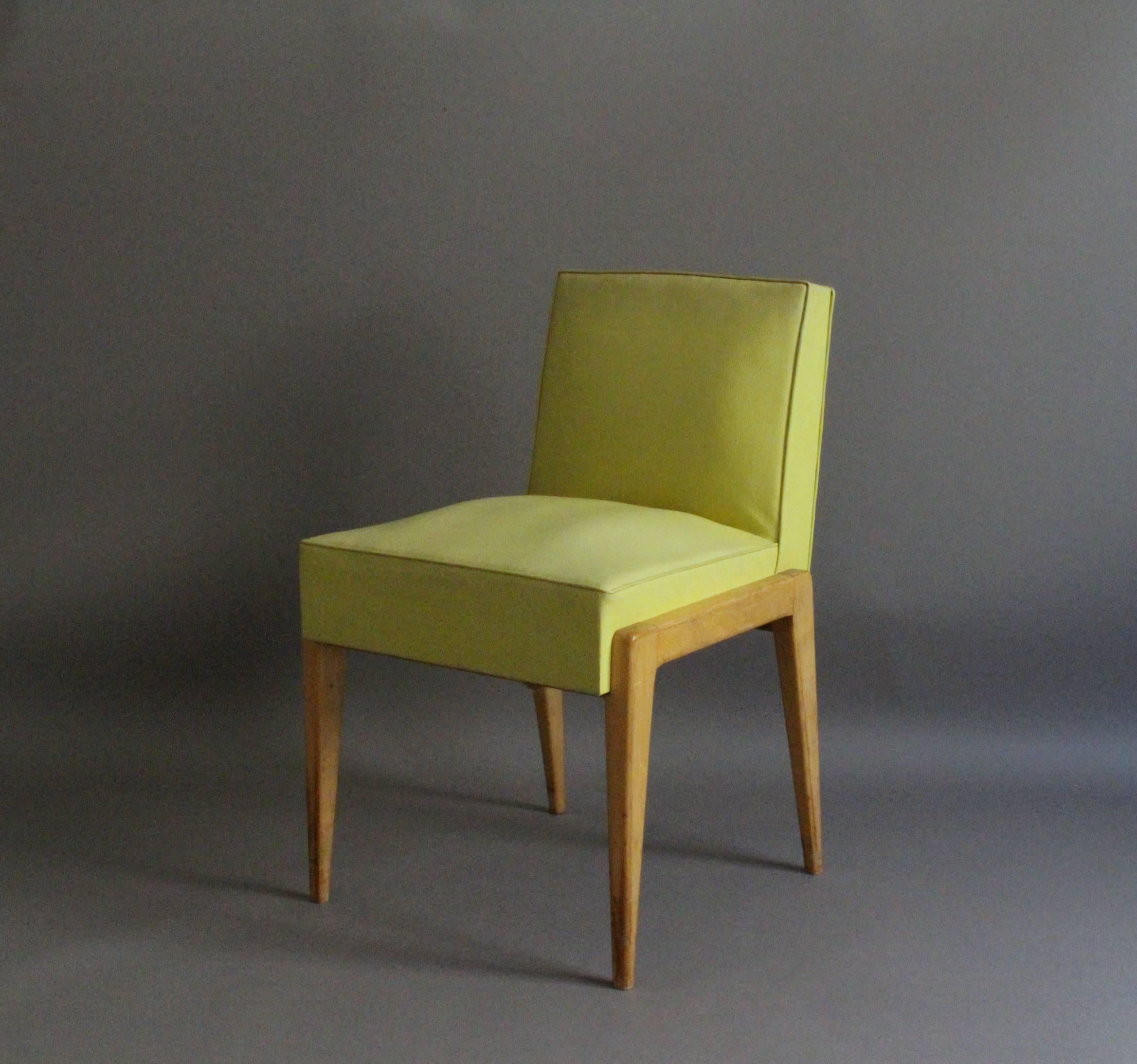 Mid-Century Modern Set of 4 French 1950's Sycamore Chairs by Verot et Clement