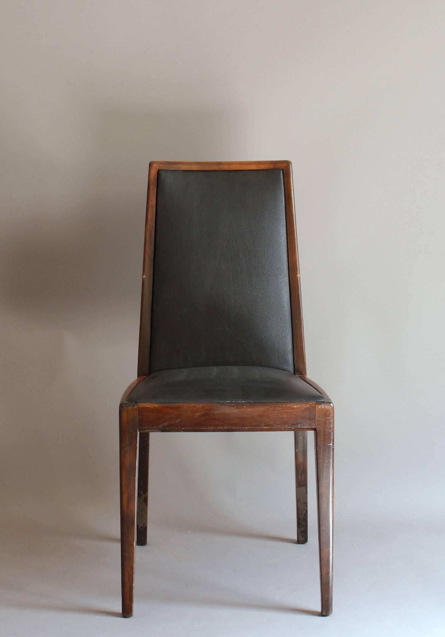 Mid-Century Modern Set of Fine 12 Art Deco Stained Beech Dining Chairs