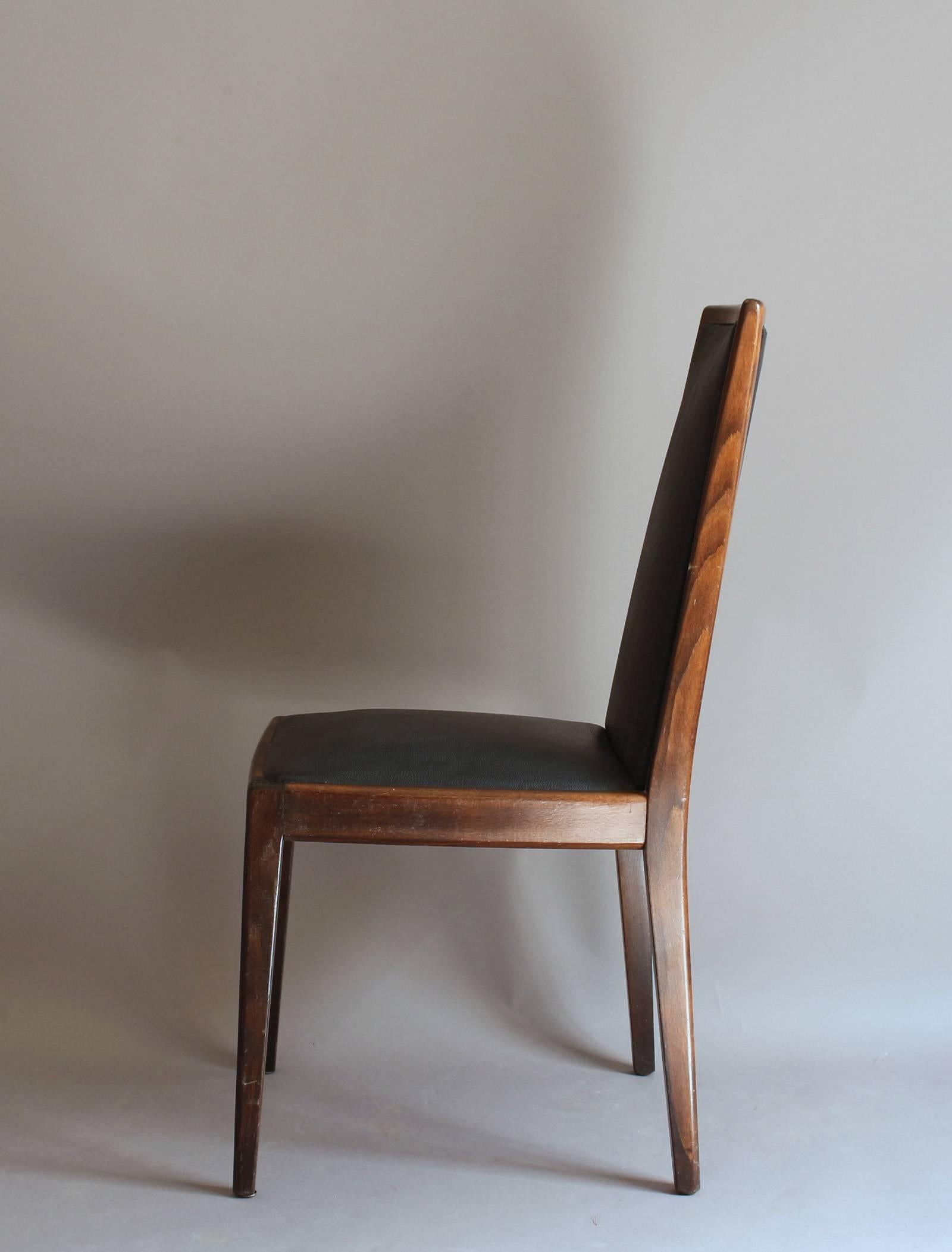 Set of Fine 12 Art Deco Stained Beech Dining Chairs In Good Condition In Long Island City, NY