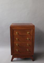 Fine Small French Art Rosewood Four Drawers Commode with Brass Pulls
