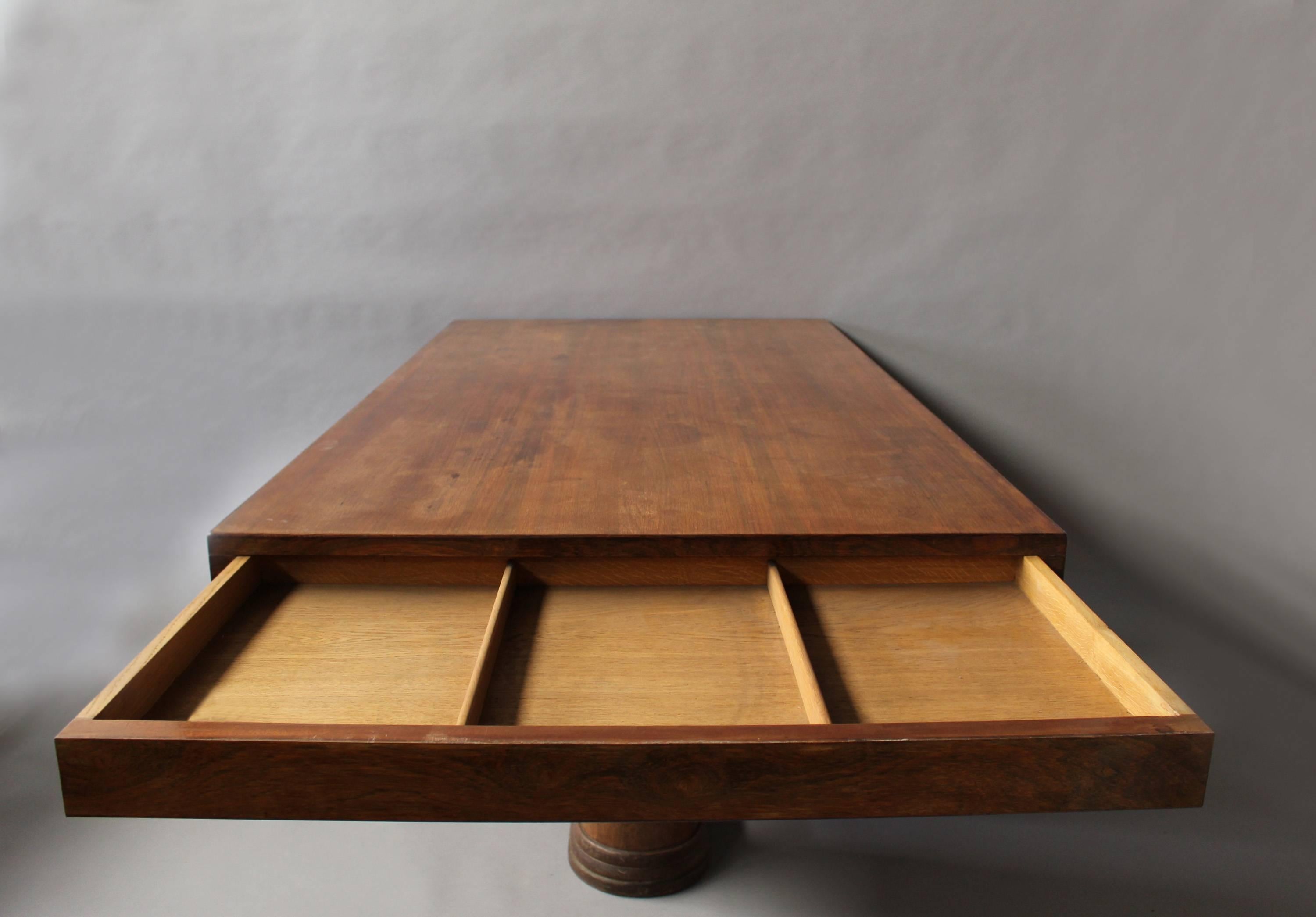 A Fine French Art Deco Rosewood Extendable Dining Table For Sale 6