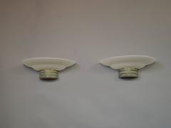 Pair of Fine French Art Deco Glass and Brass Sconces by Jean Perzel