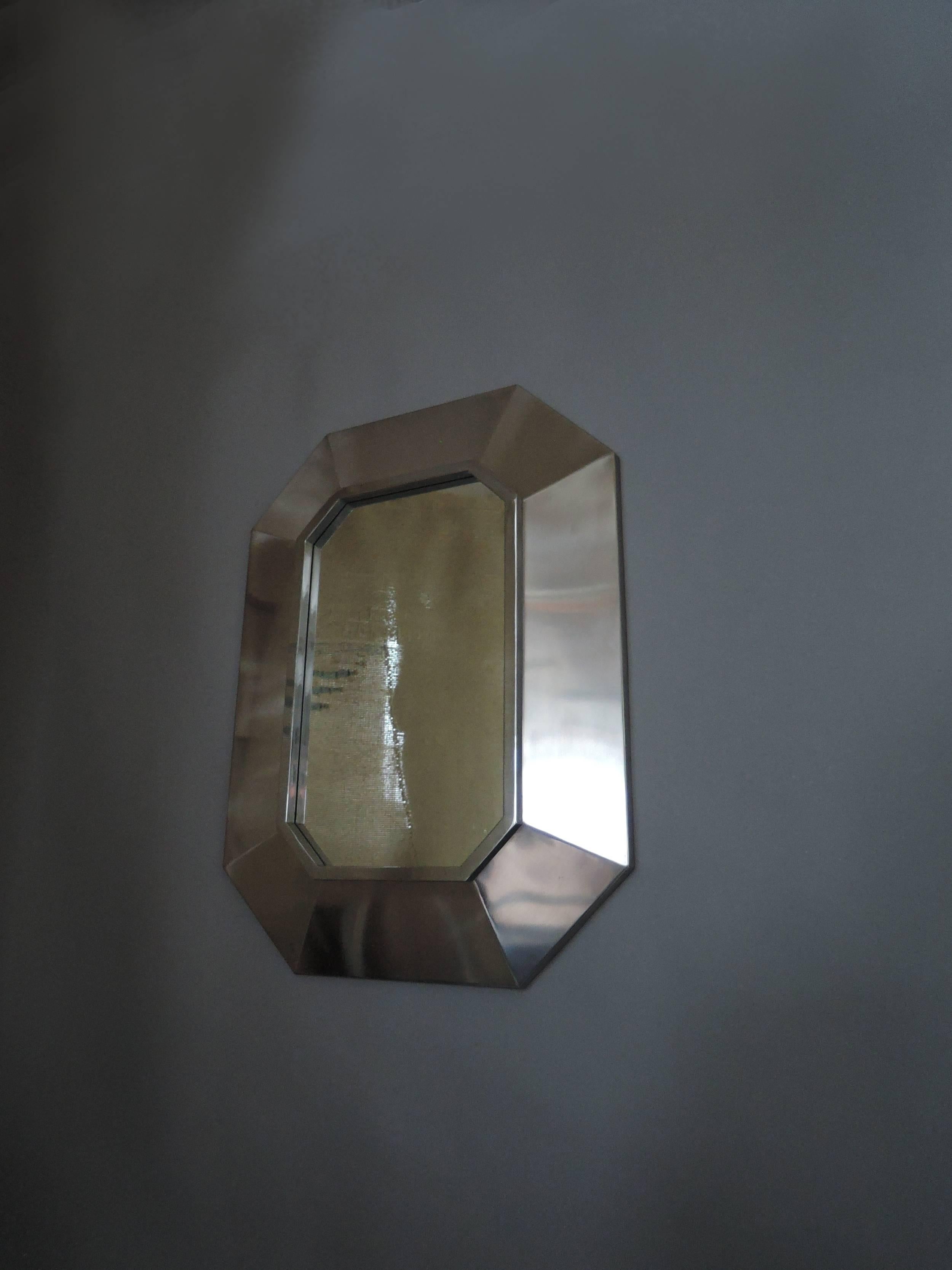 A Fine French 1970's Stainless Steel Framed Mirror Attributed to Jansen In Good Condition In Long Island City, NY