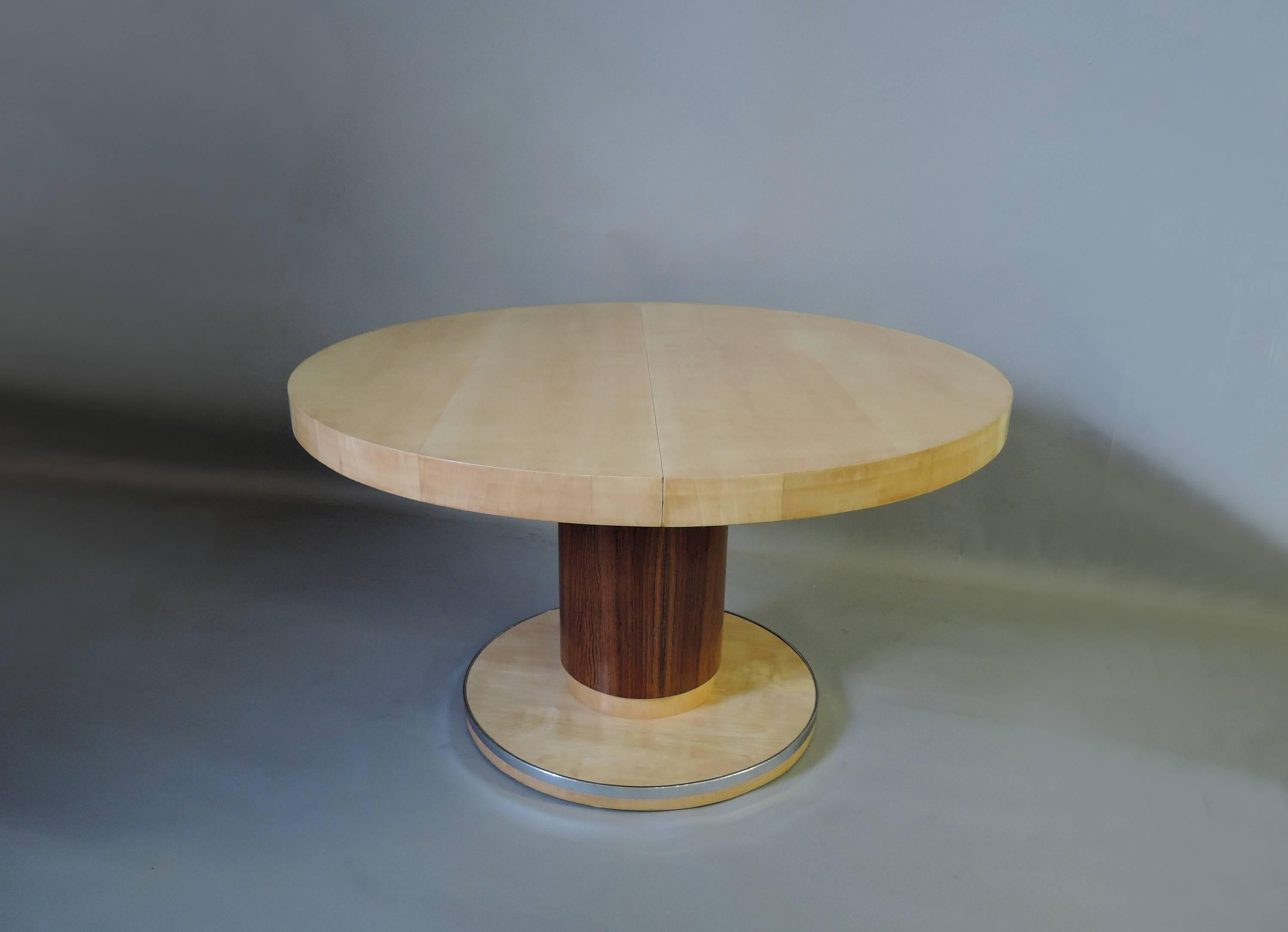 Belgian A Fine Round Art Deco Extendable Dining Table by De Coene 