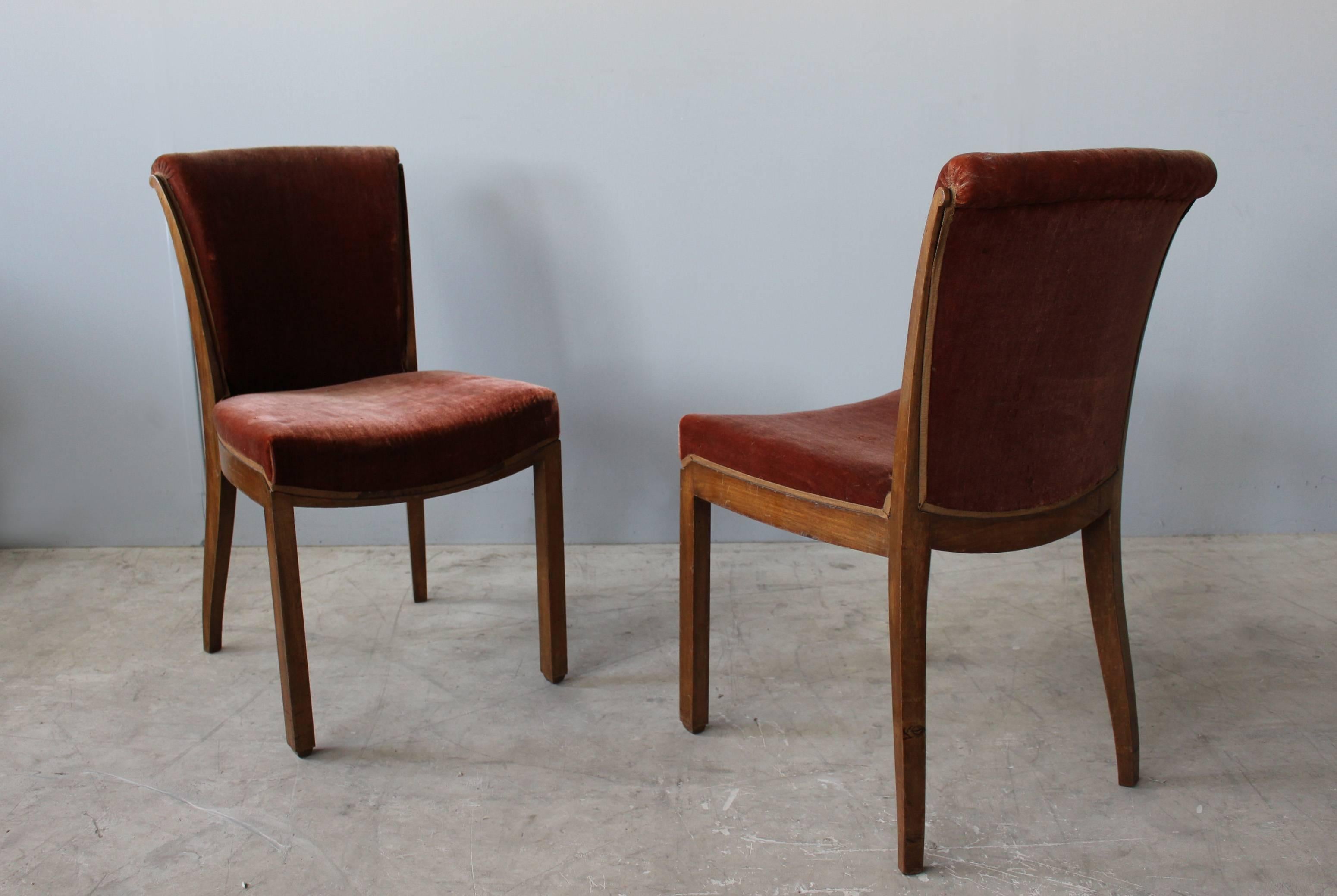 Set of Nine French Art Deco Side and Two Armchairs by Jules Leleu In Good Condition In Long Island City, NY
