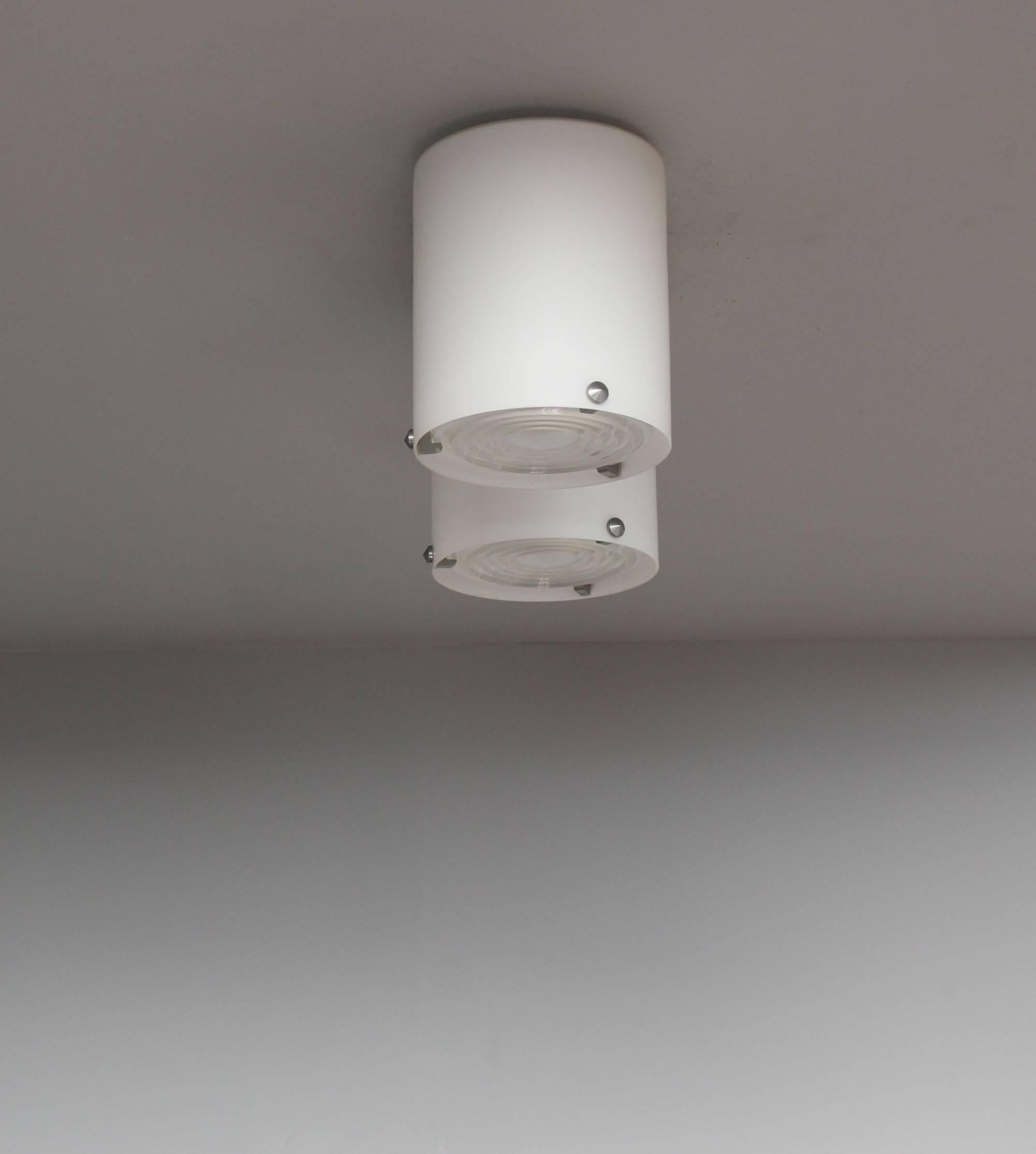 A Fine French 1950's Double Cylinder Flush Mount by Perzel 2