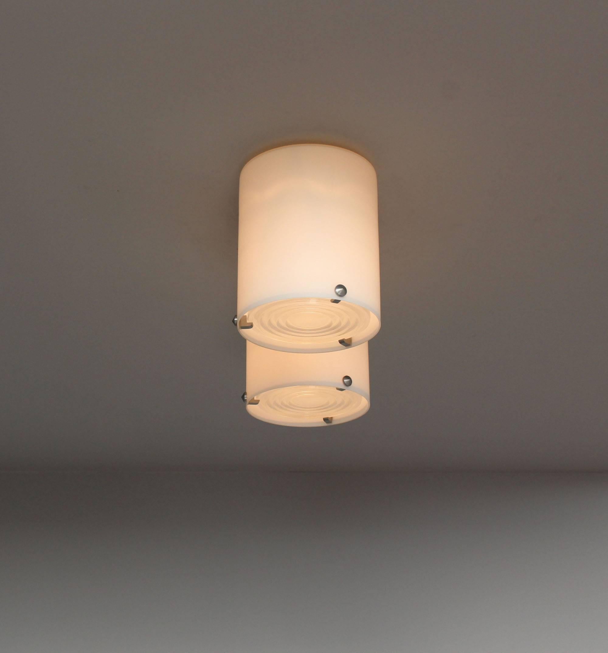 A Fine French 1950's Double Cylinder Flush Mount by Perzel 3