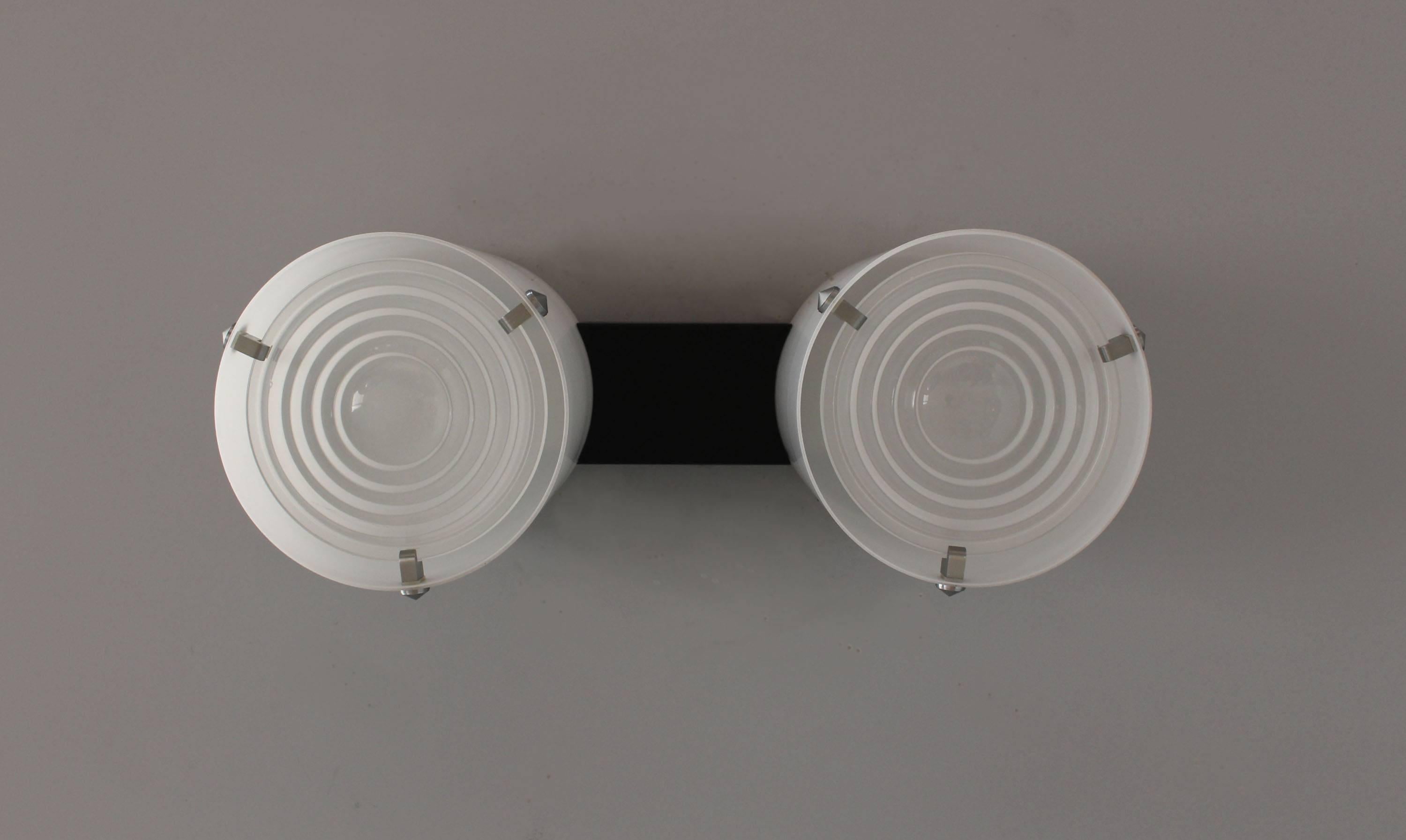 Metal A Fine French 1950's Double Cylinder Flush Mount by Perzel