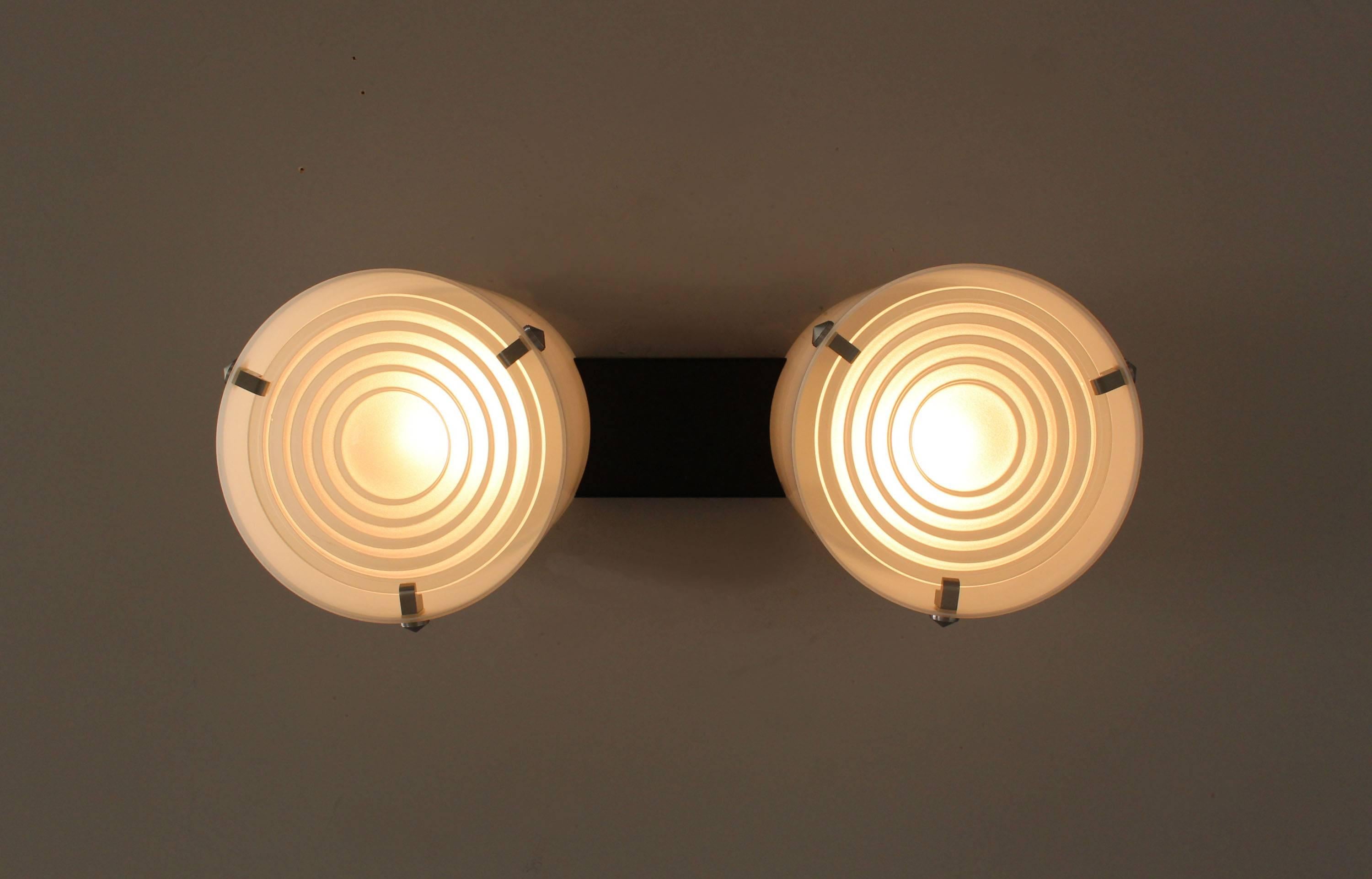 A Fine French 1950's Double Cylinder Flush Mount by Perzel 1