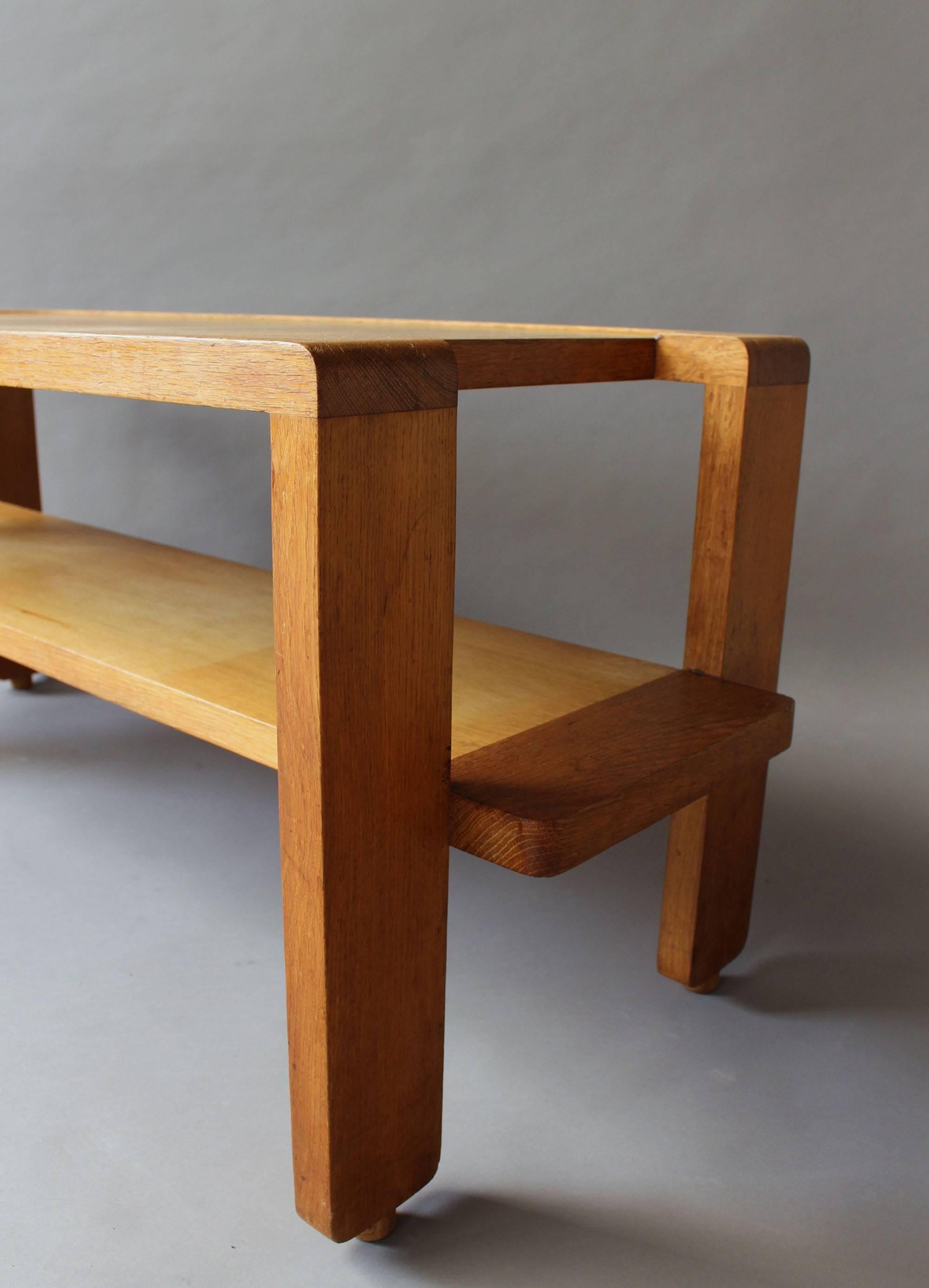 A French 1950s Oak Coffee Table by Guillerme & Chambron 1