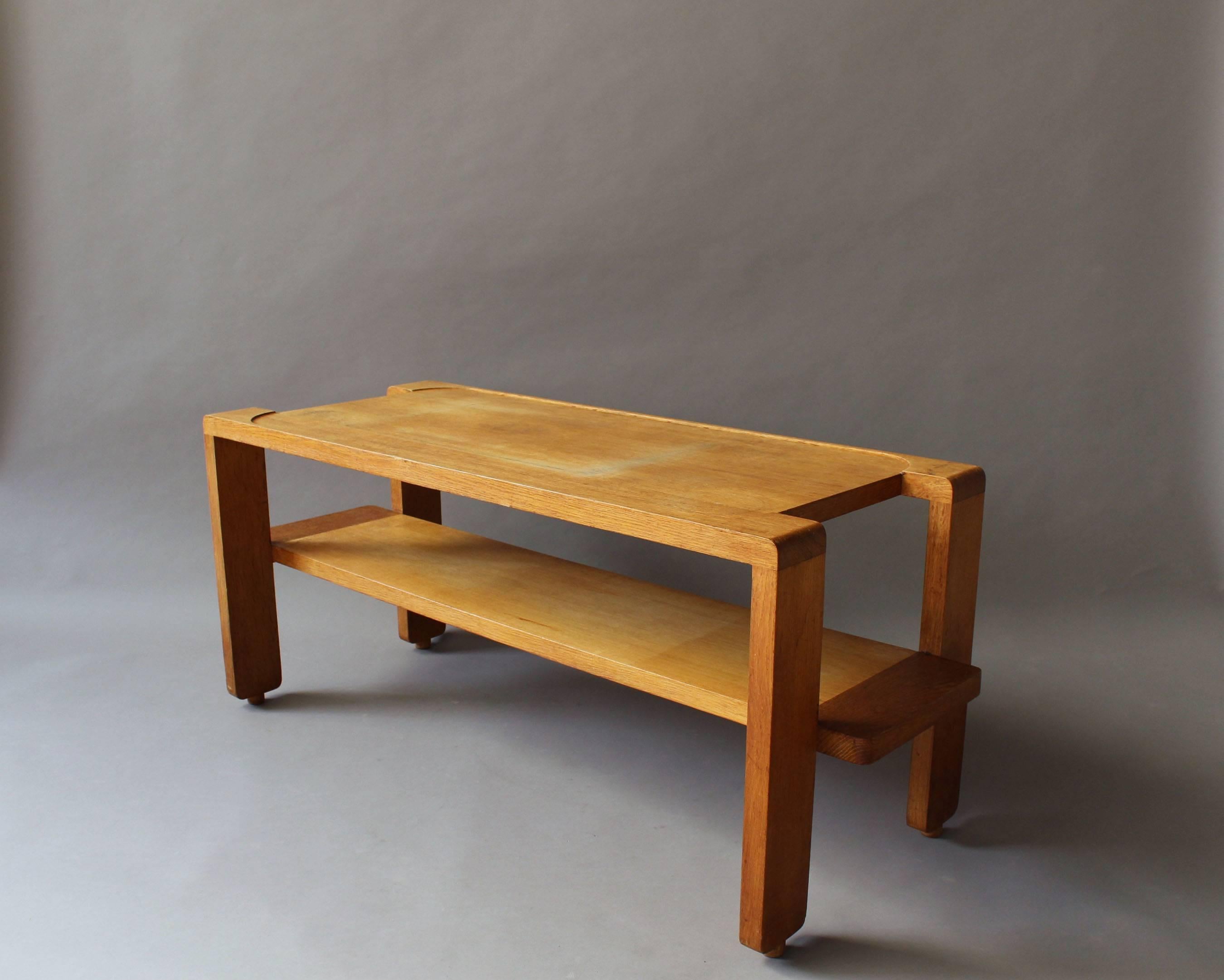 Mid-20th Century A French 1950s Oak Coffee Table by Guillerme & Chambron