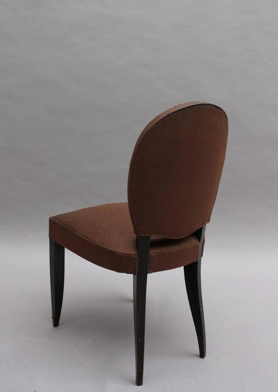 Set of Six Fine French Art Deco Ebonized Beech Dining Chairs 1