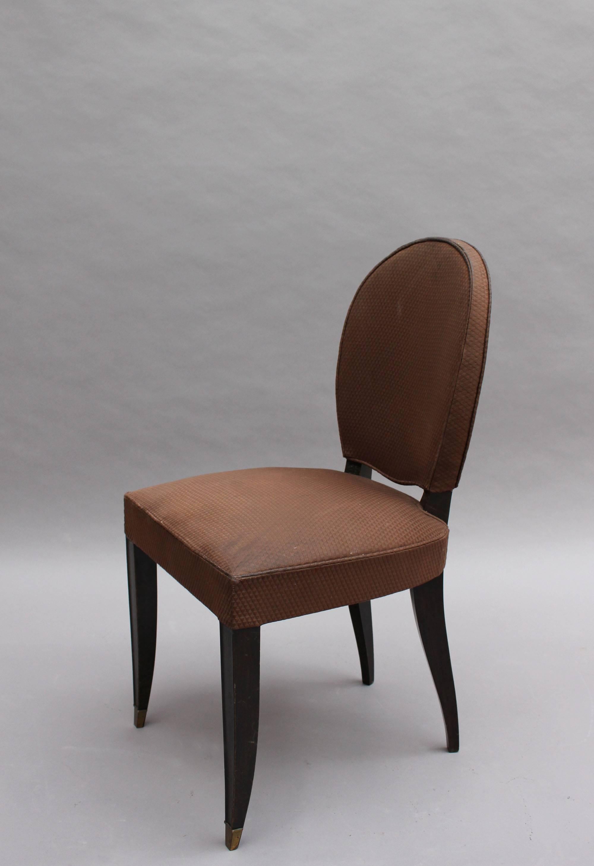 Mid-20th Century Set of Six Fine French Art Deco Ebonized Beech Dining Chairs