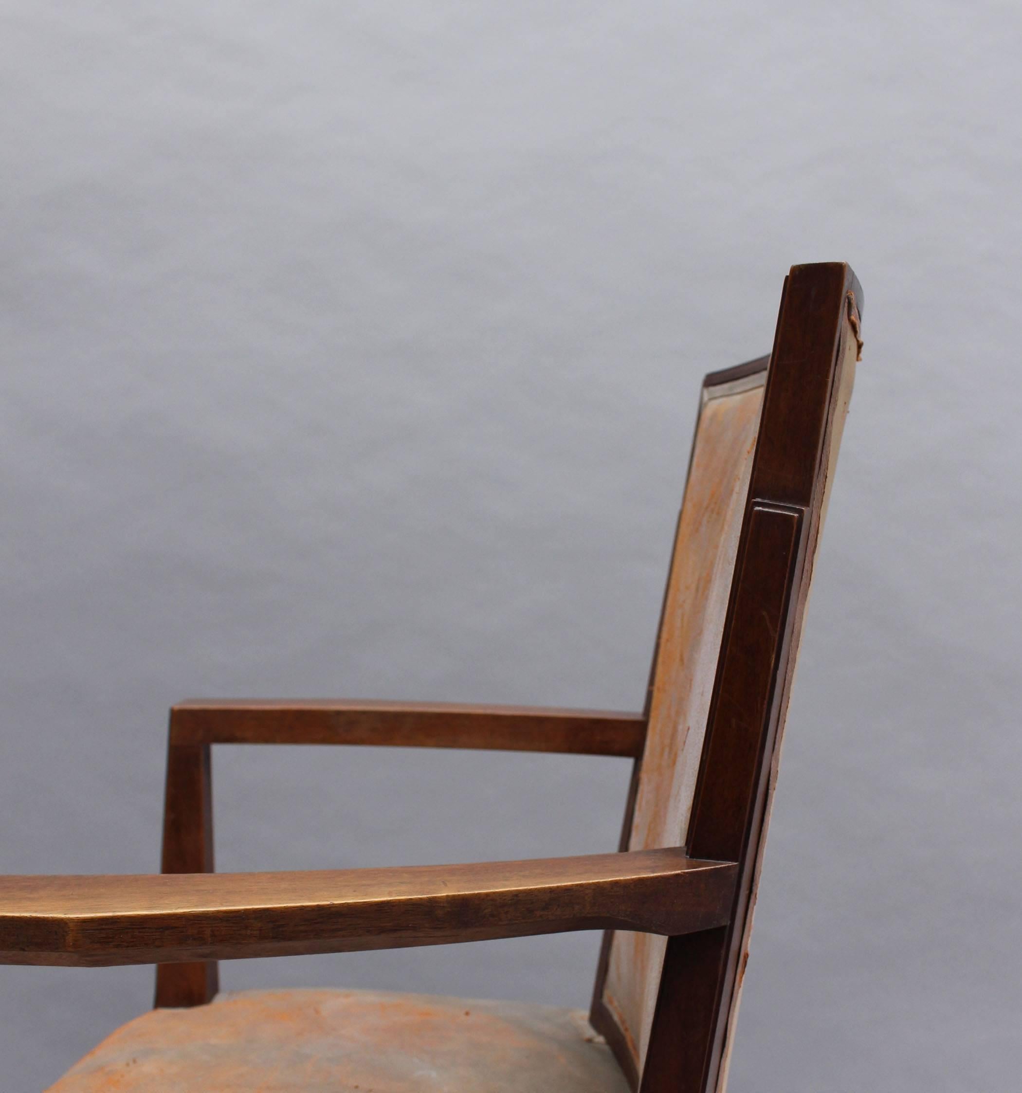 A Fine French Art Deco Mahogany Armchair by Dominique For Sale 2